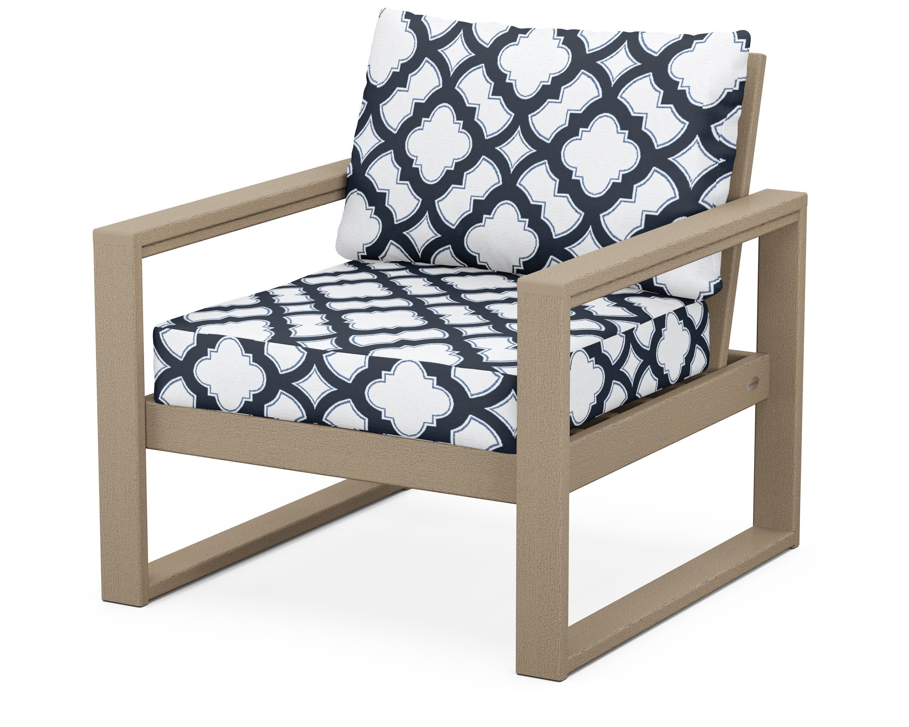 EDGE Club Chair in Vintage Sahara / Trellis Marine Indigo