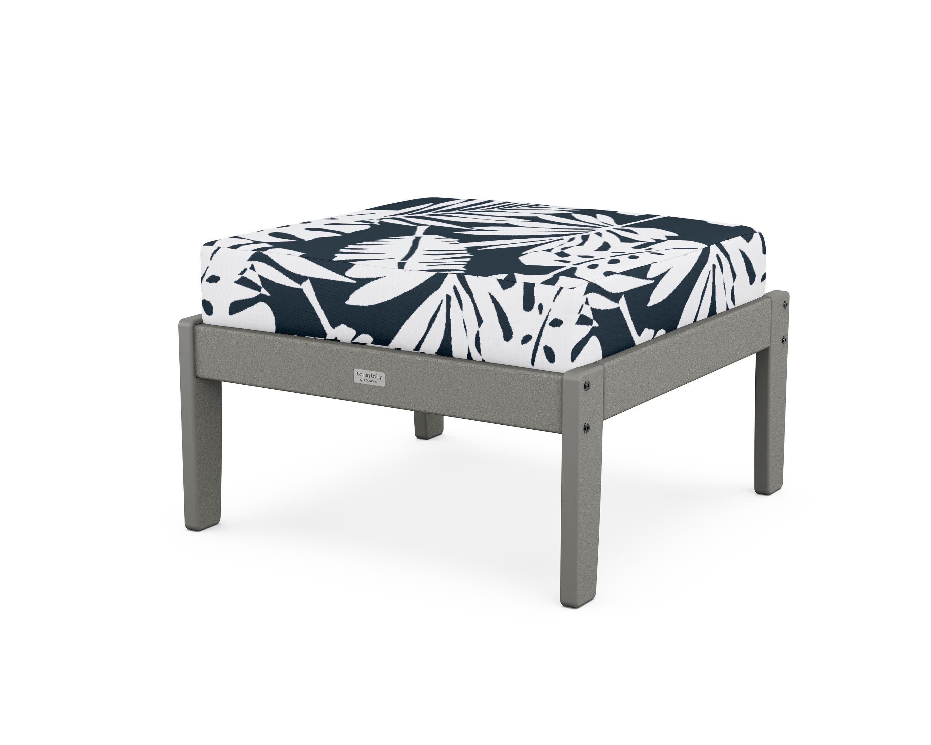 Cottage Deep Seating Ottoman in Slate Grey / Leaf Marine Indigo