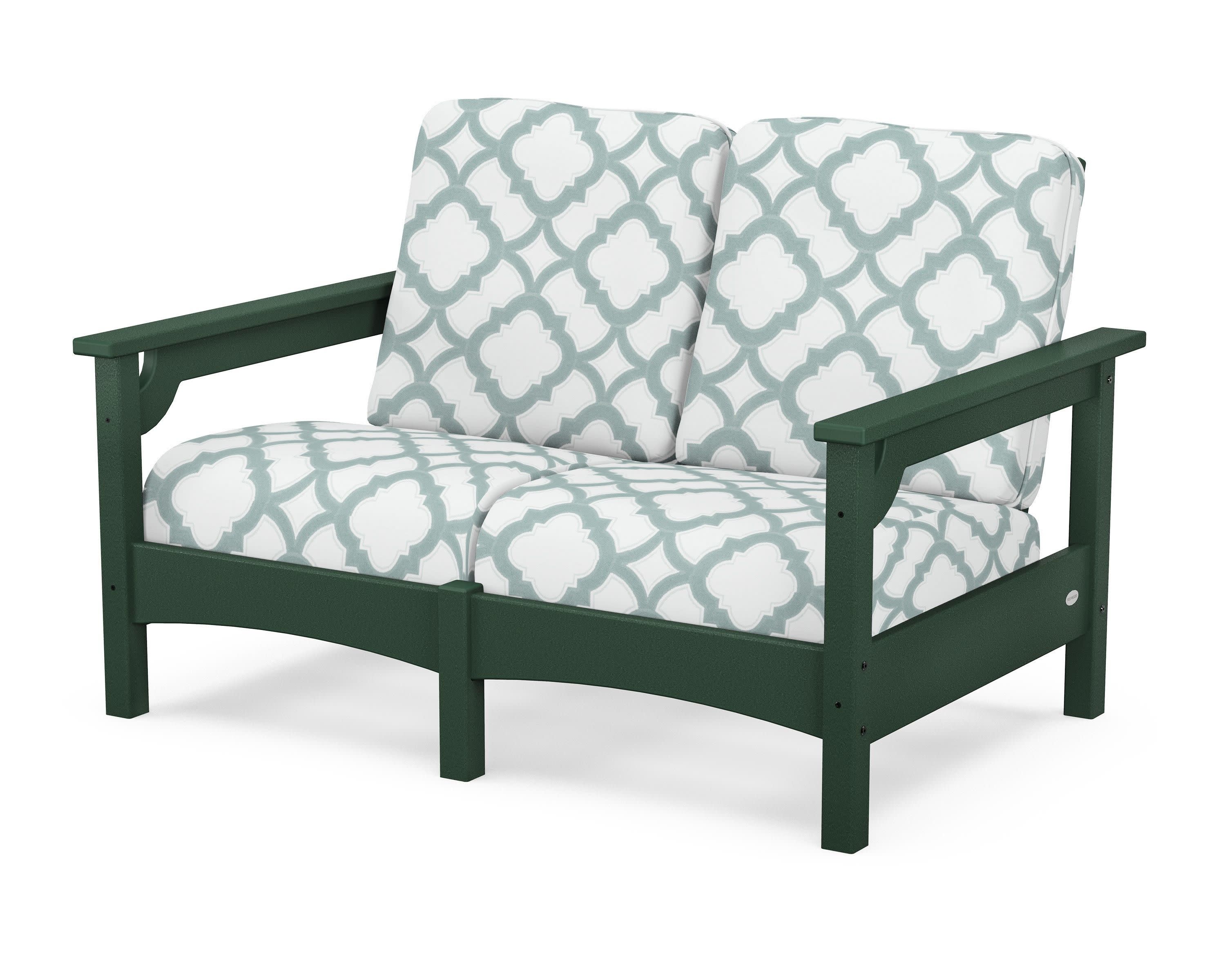 Club Loveseat in Green / Trellis Glacier Spa