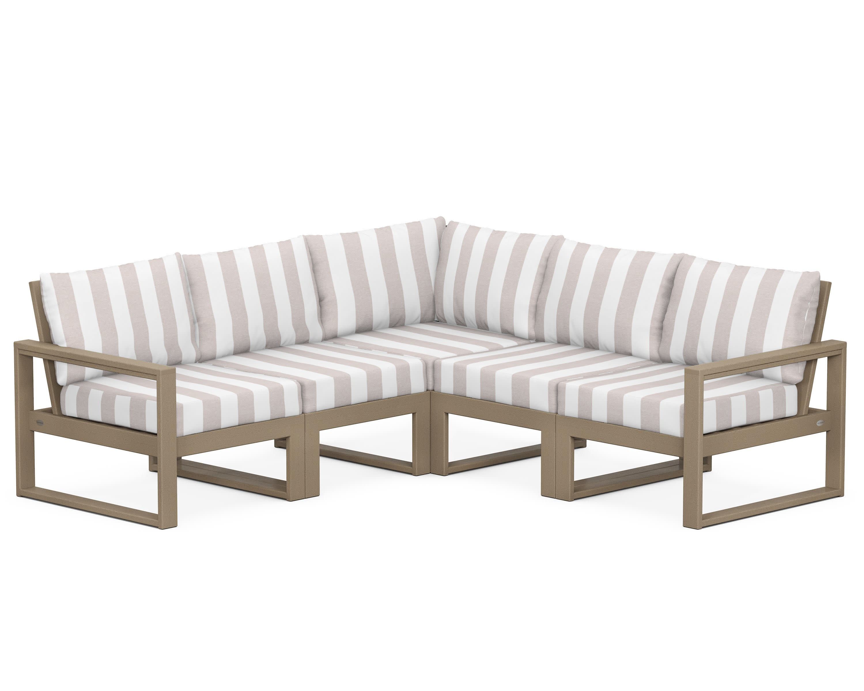 EDGE 5-Piece Modular Deep Seating Set in Vintage Sahara / Cabana Stripe Dune Burlap