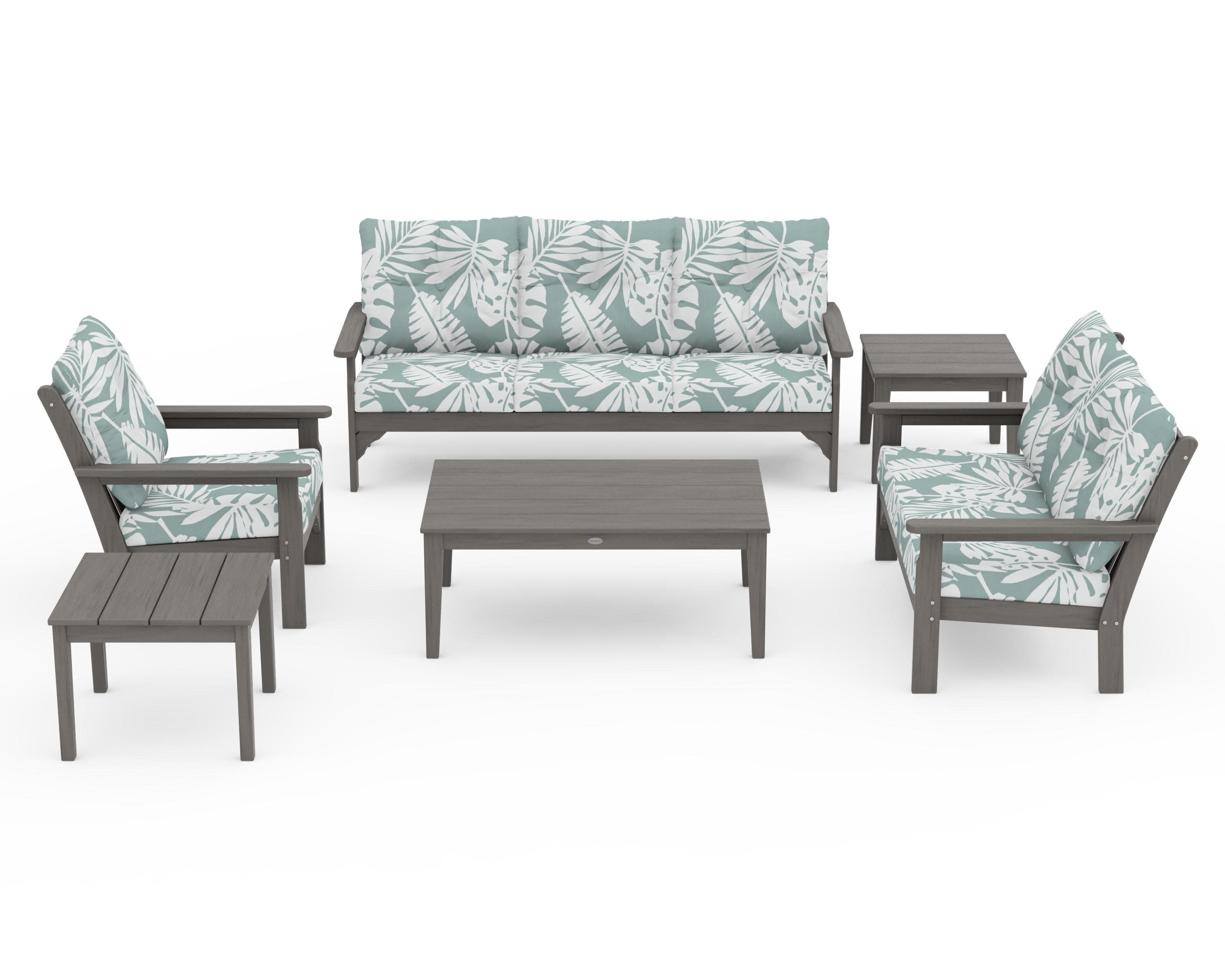 Vineyard 6-Piece Deep Seating Set in Driftwood / Leaf Glacier Spa