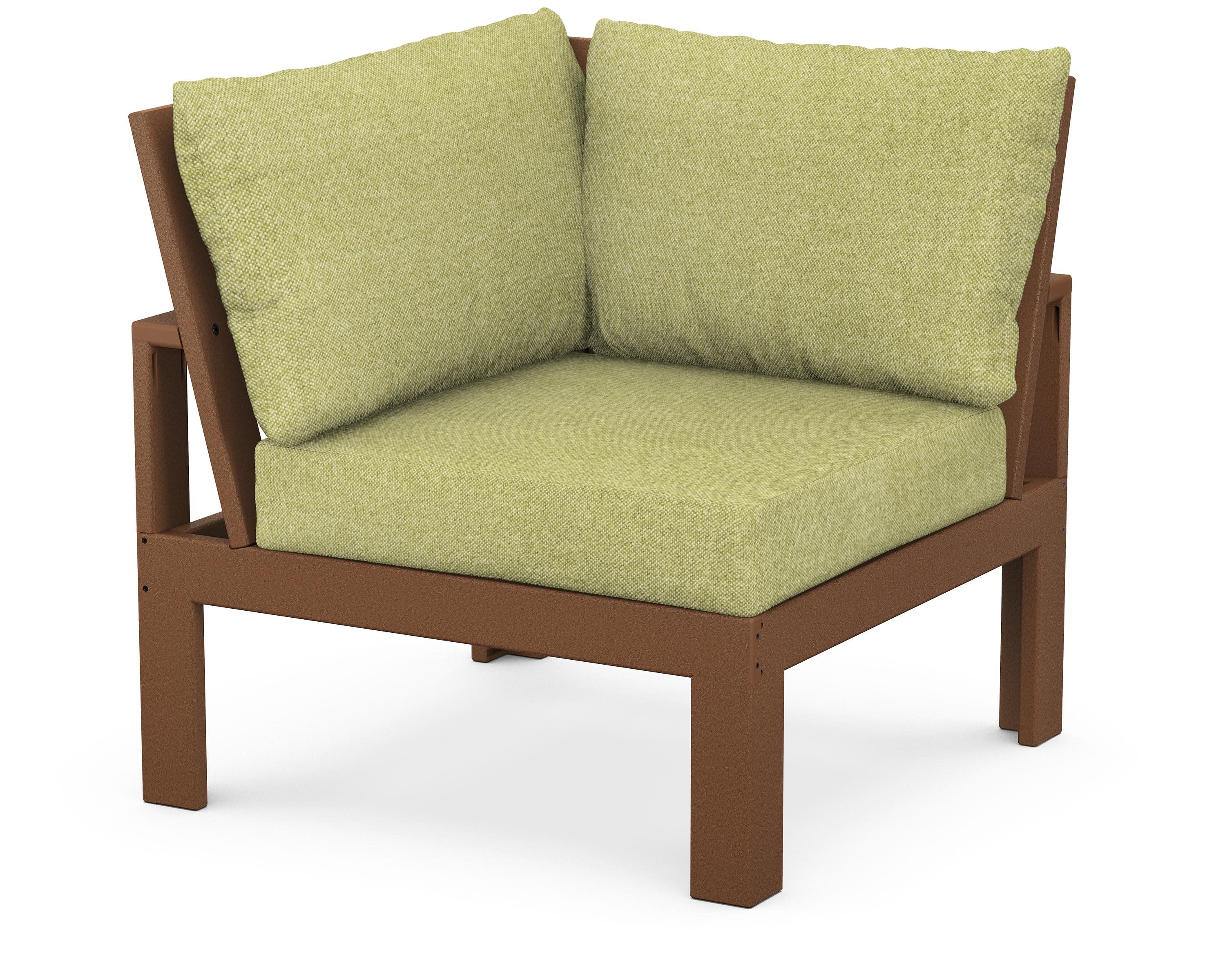 Modular Corner Chair in Teak / Chartreuse Boucle
