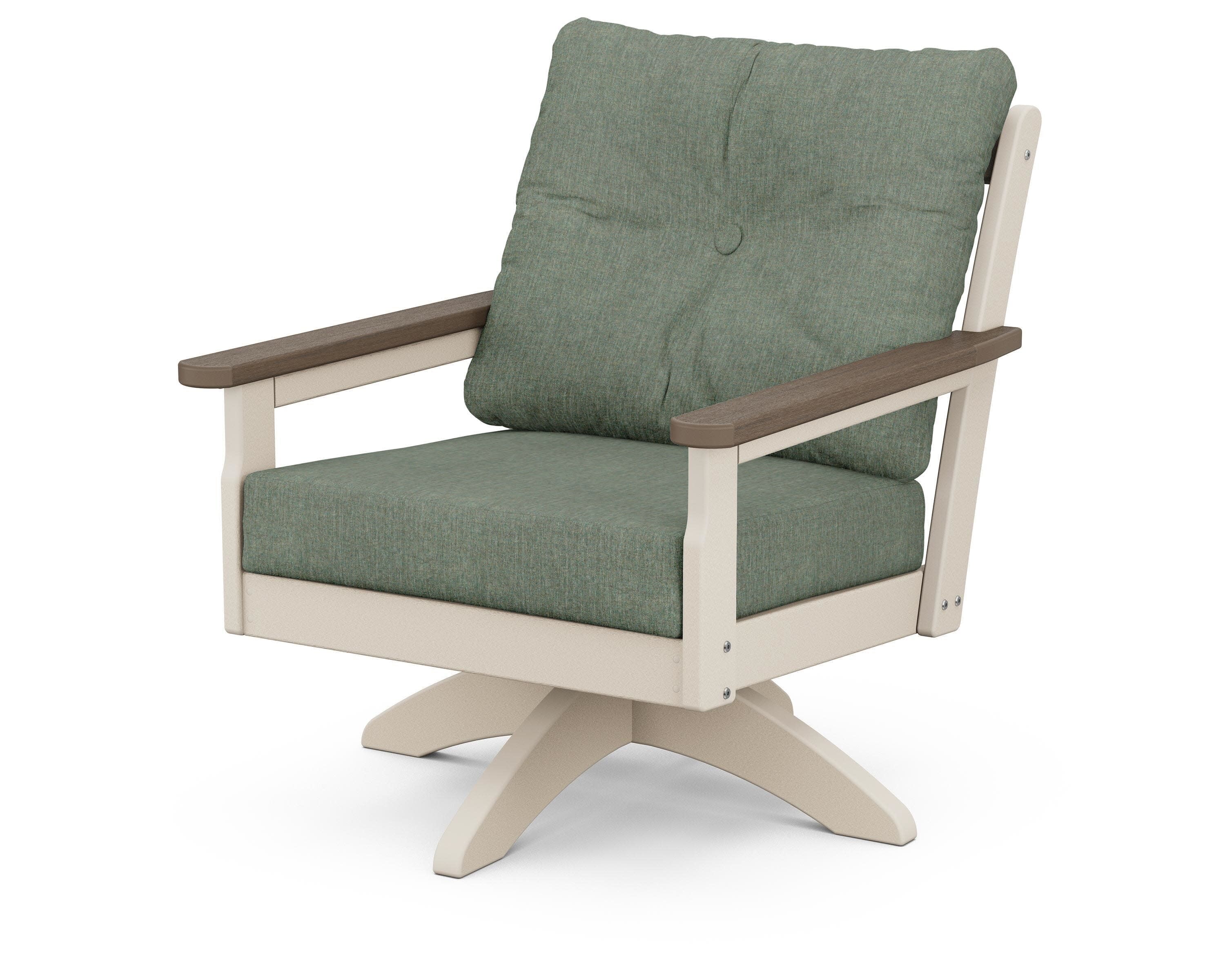 Vineyard Deep Seating Swivel Chair in Sand / Kona / Cast Sage