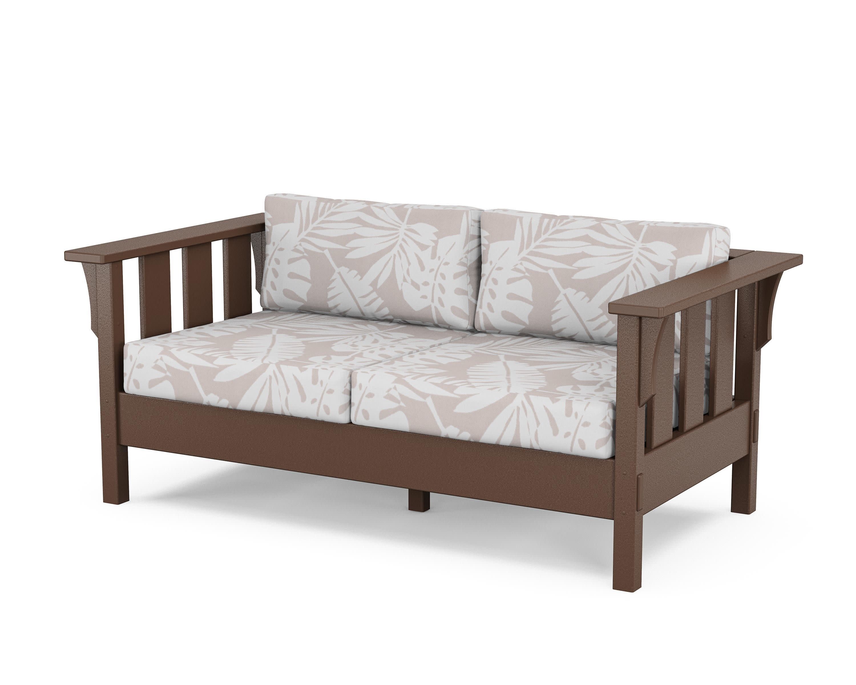 Acadia Deep Seating Loveseat in Mahogany / Leaf Dune Burlap