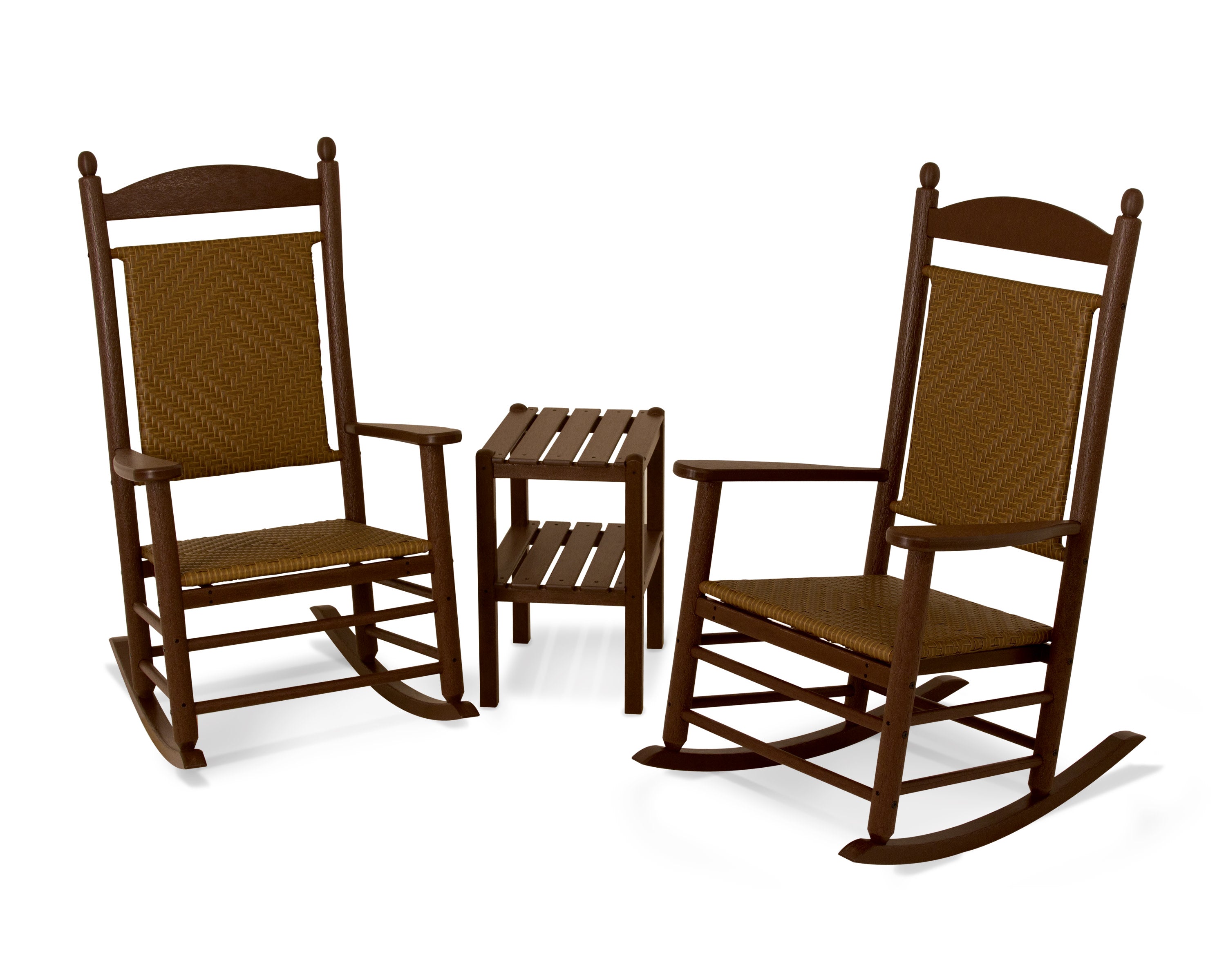 Jefferson 3-Piece Woven Rocker Set in Mahogany / Tigerwood
