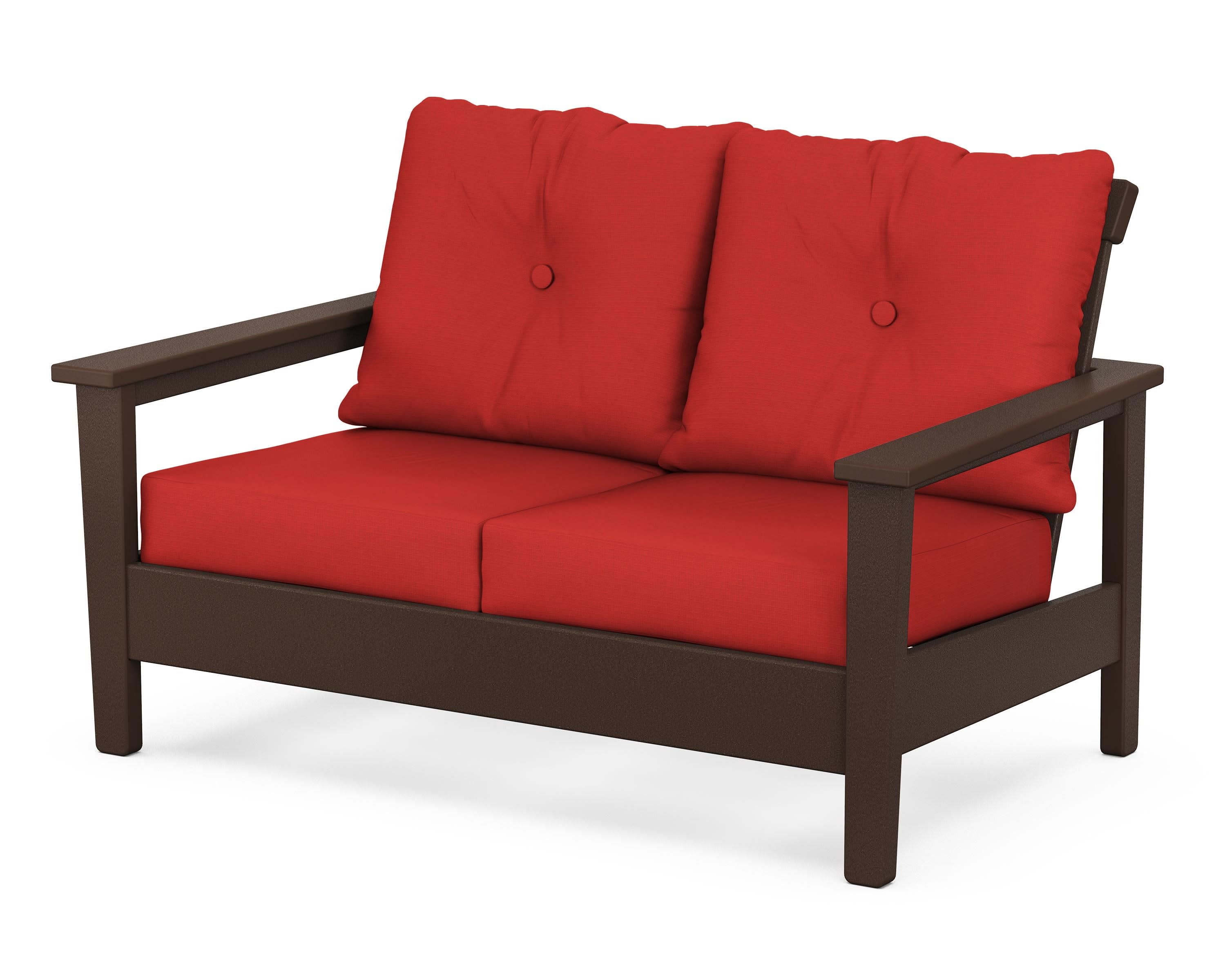 Prescott Deep Seating Loveseat in Mahogany / Crimson Linen