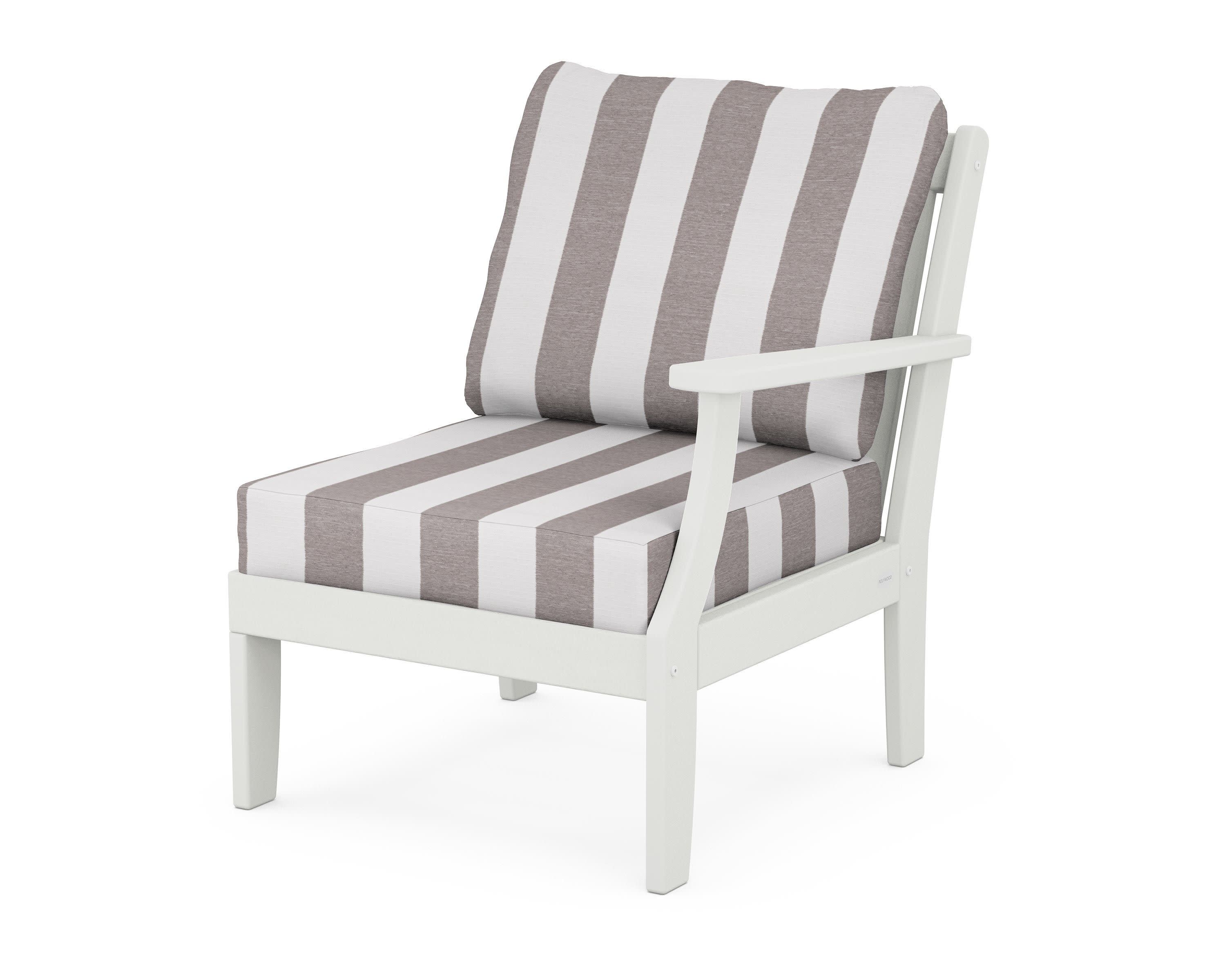 Braxton Modular Right Arm Chair in Vintage White / Cabana Stripe Grey Mist