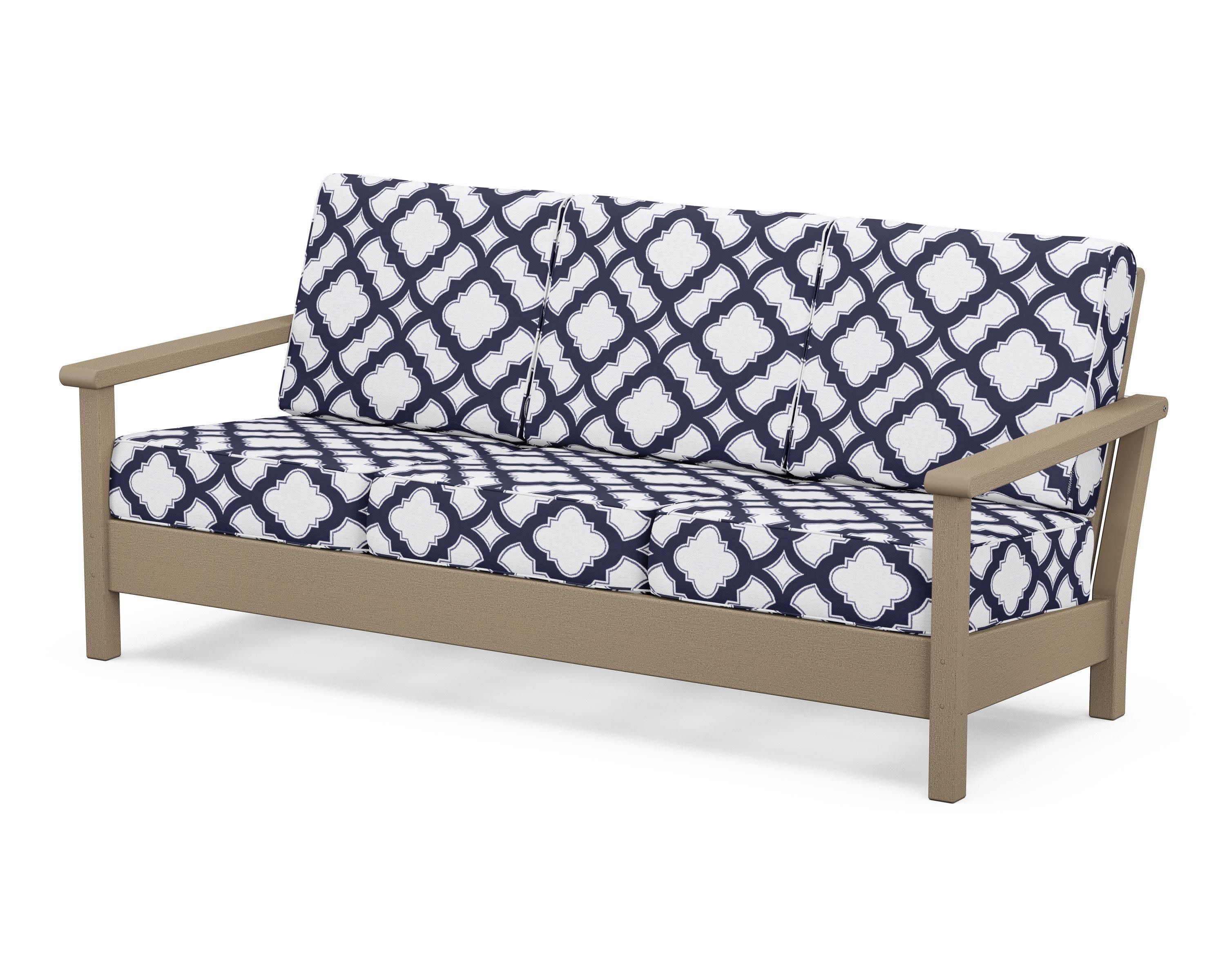 Harbour Deep Seating Sofa in Vintage Sahara / Trellis Navy