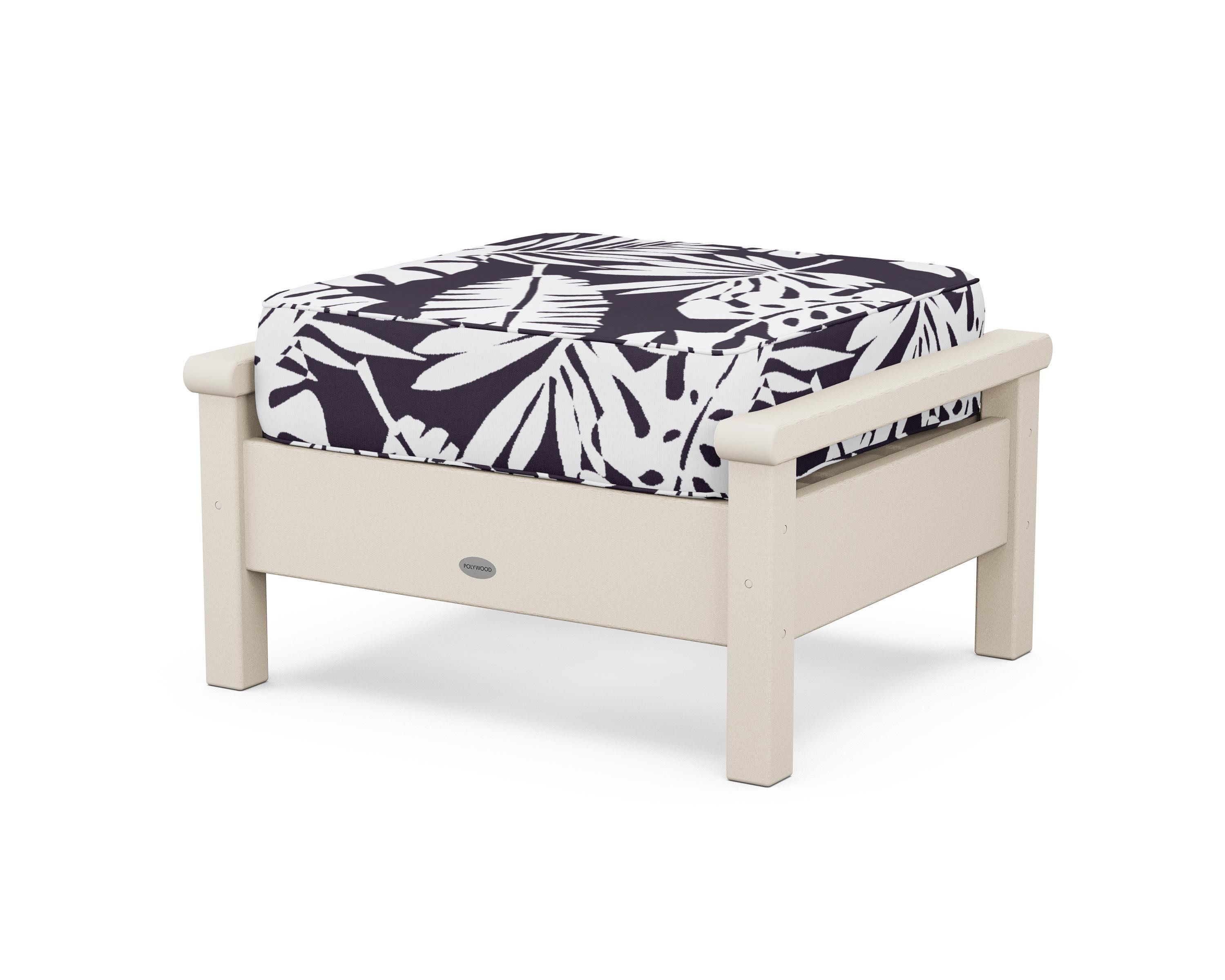 Harbour Deep Seating Ottoman in Sand / Leaf Navy