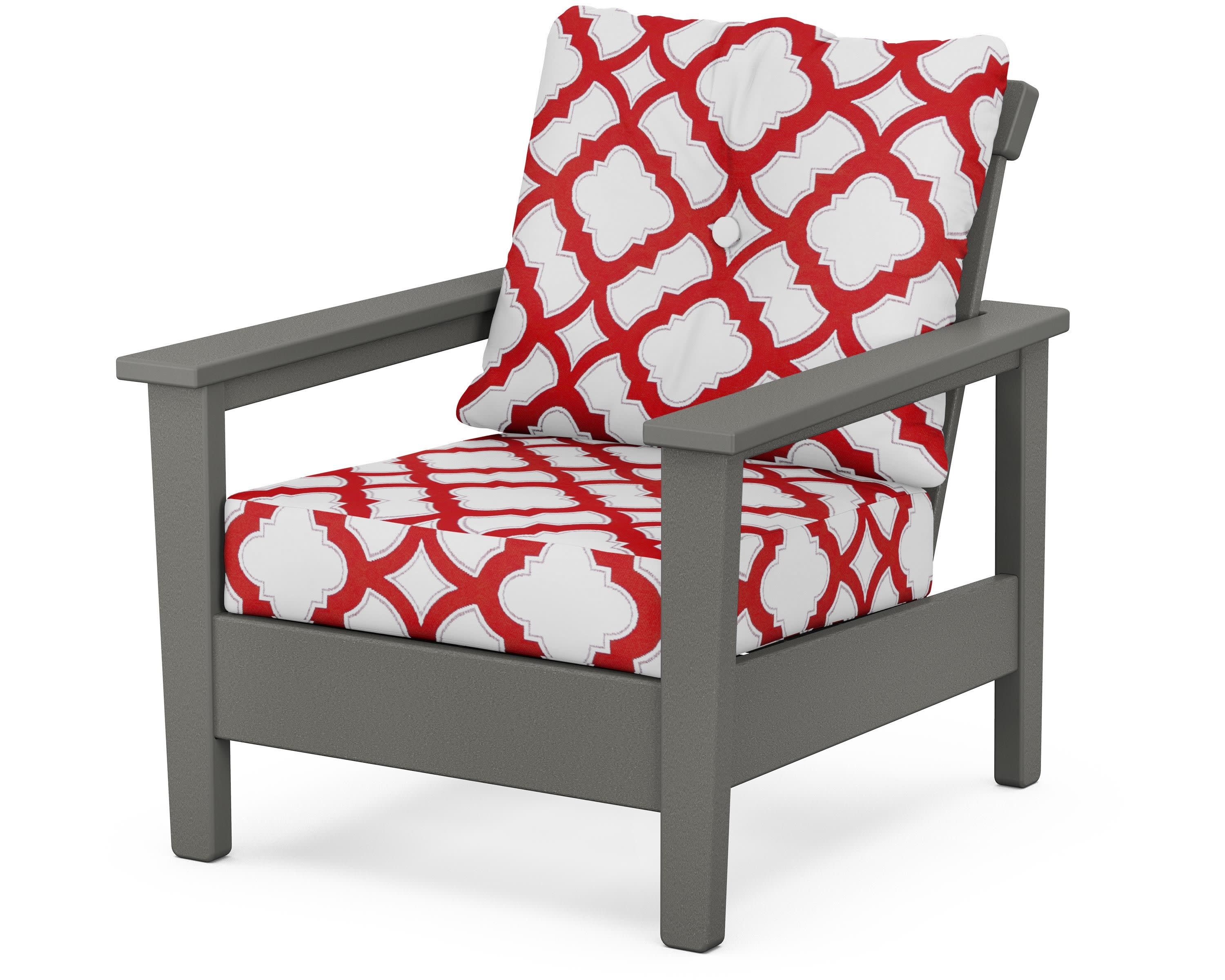 Prescott Deep Seating Chair in Slate Grey / Trellis Crimson