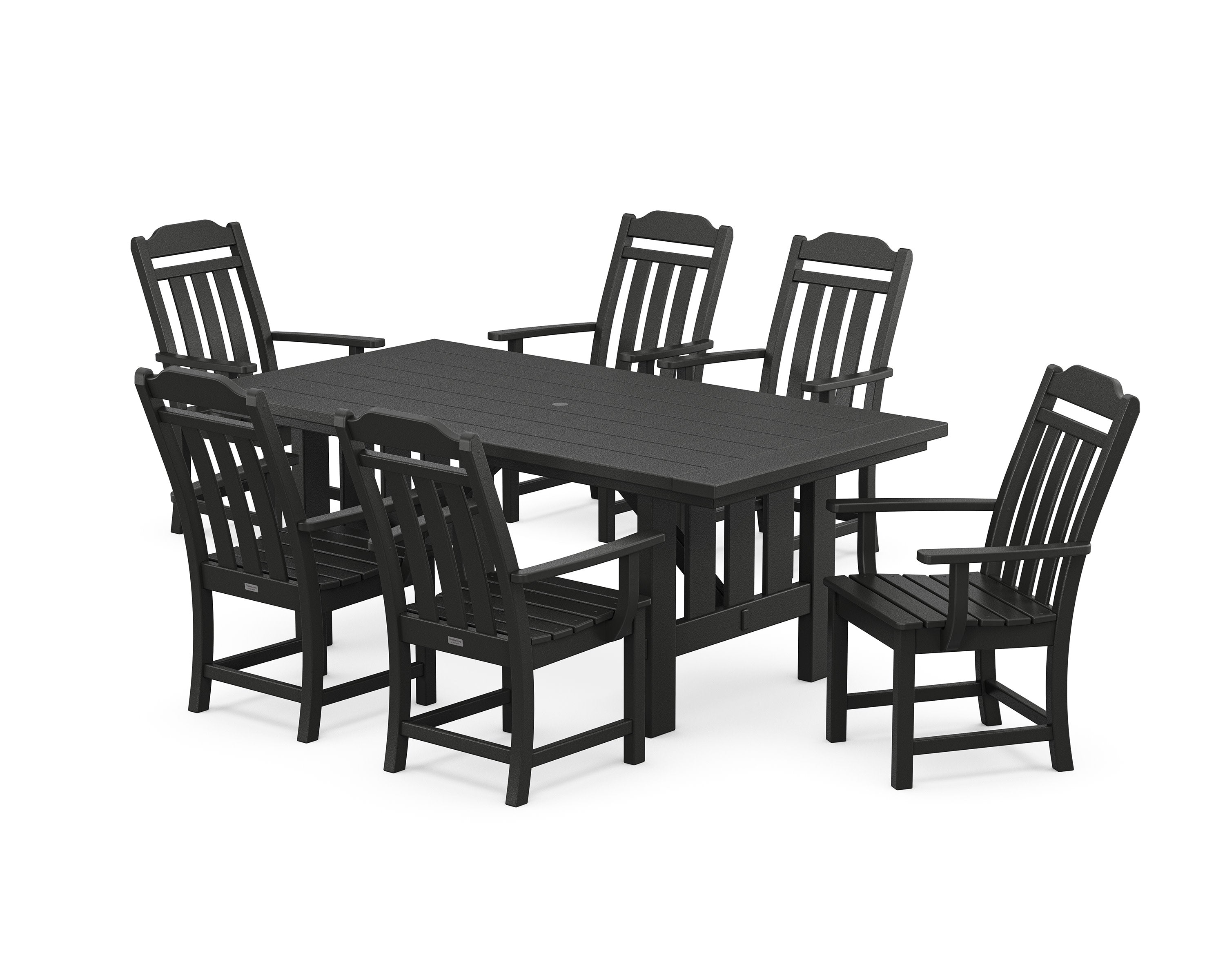 Cottage Arm Chair 7-Piece Mission Dining Set in Black
