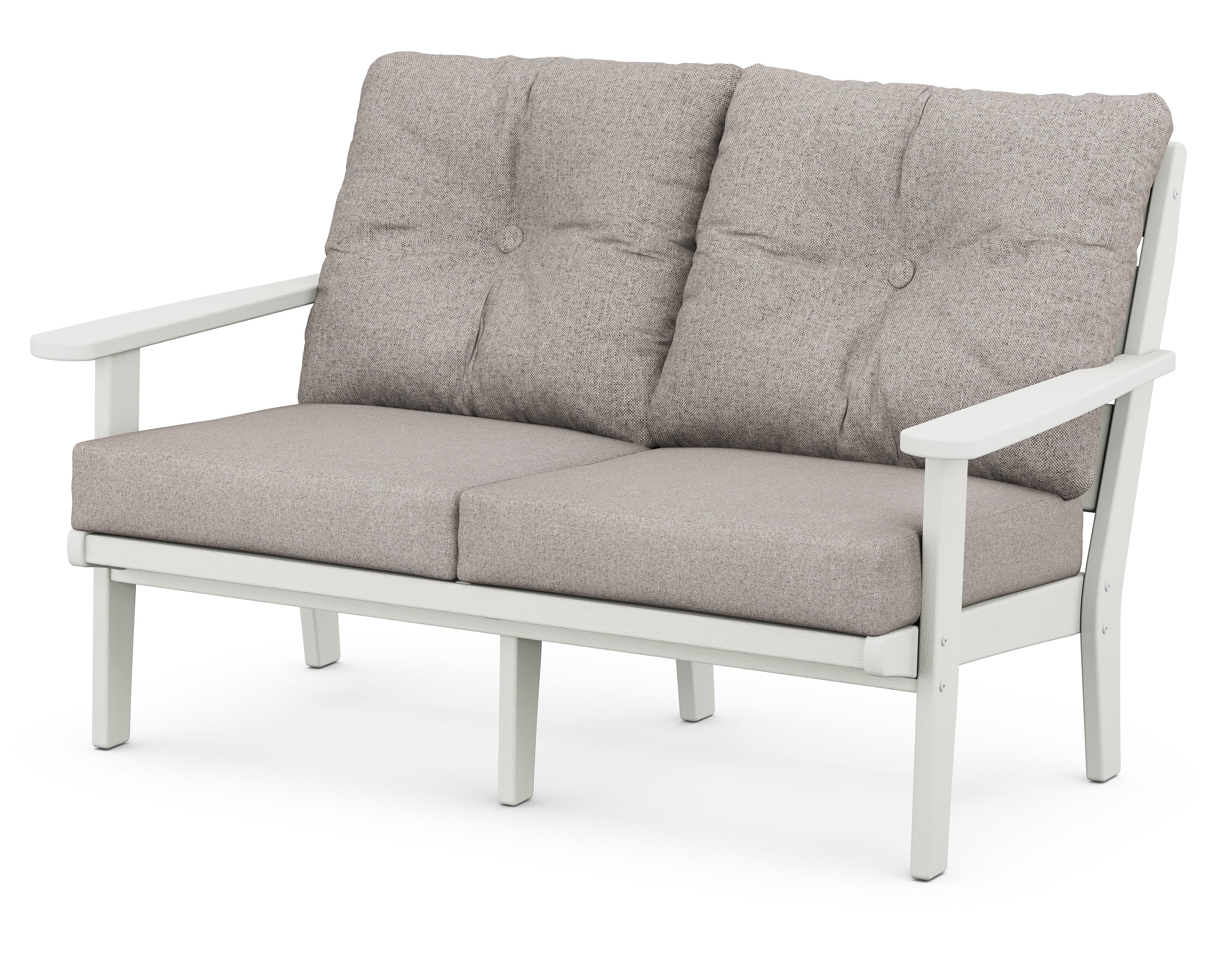 Lakeside Deep Seating Loveseat in Vintage White / Weathered Tweed
