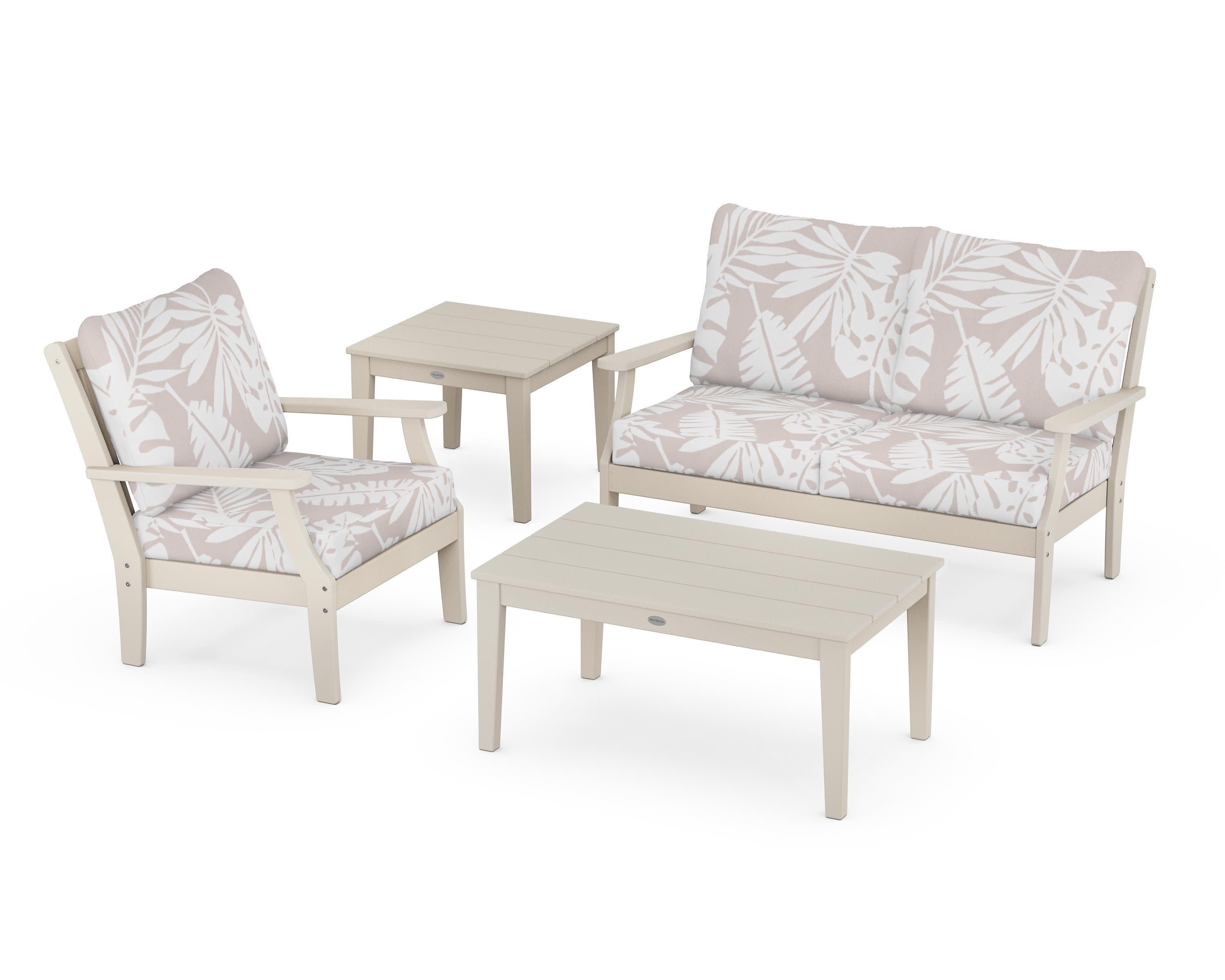 Braxton 4-Piece Deep Seating Set in Sand / Leaf Dune Burlap