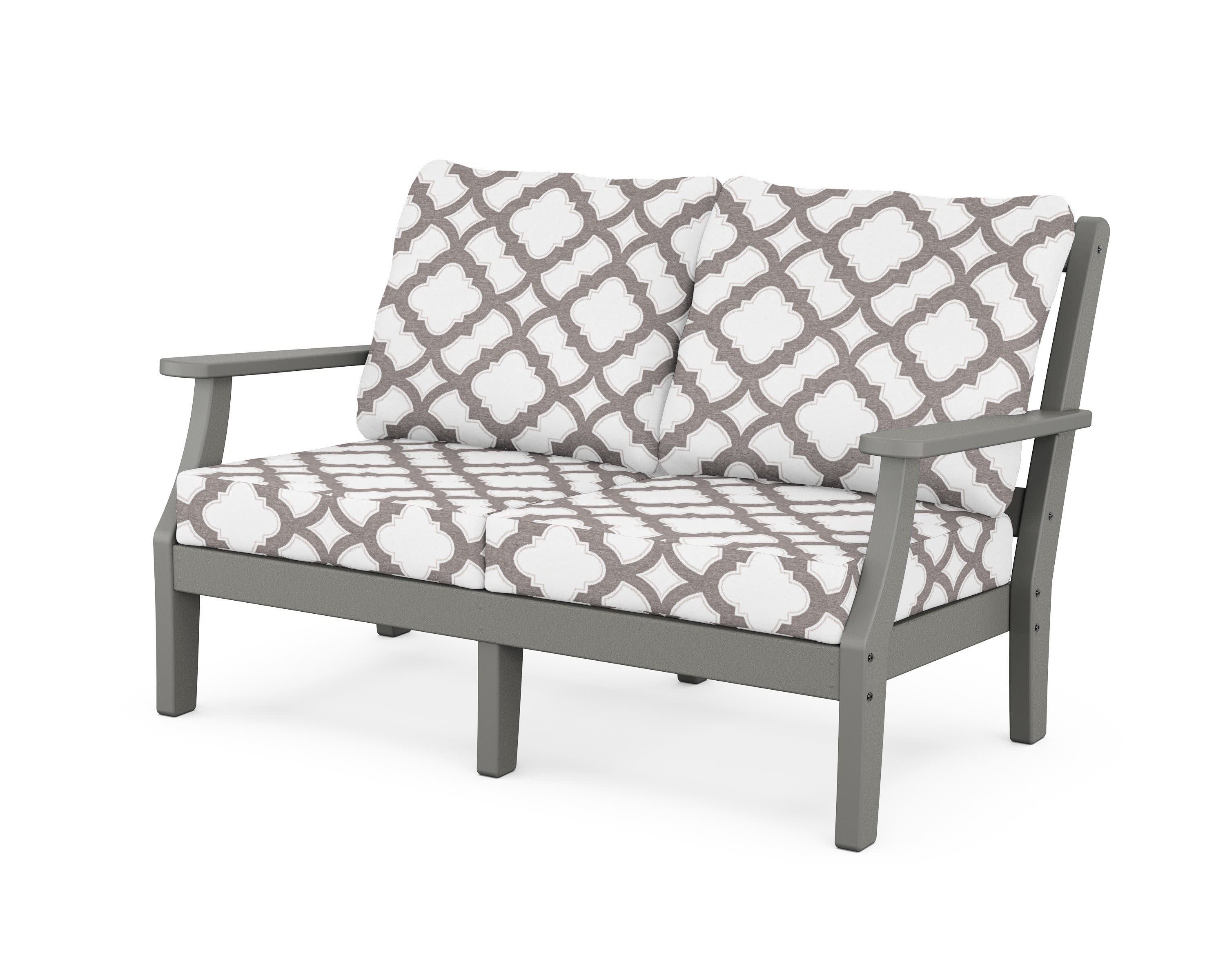 Chinoiserie Deep Seating Loveseat in Slate Grey / Trellis Grey Mist