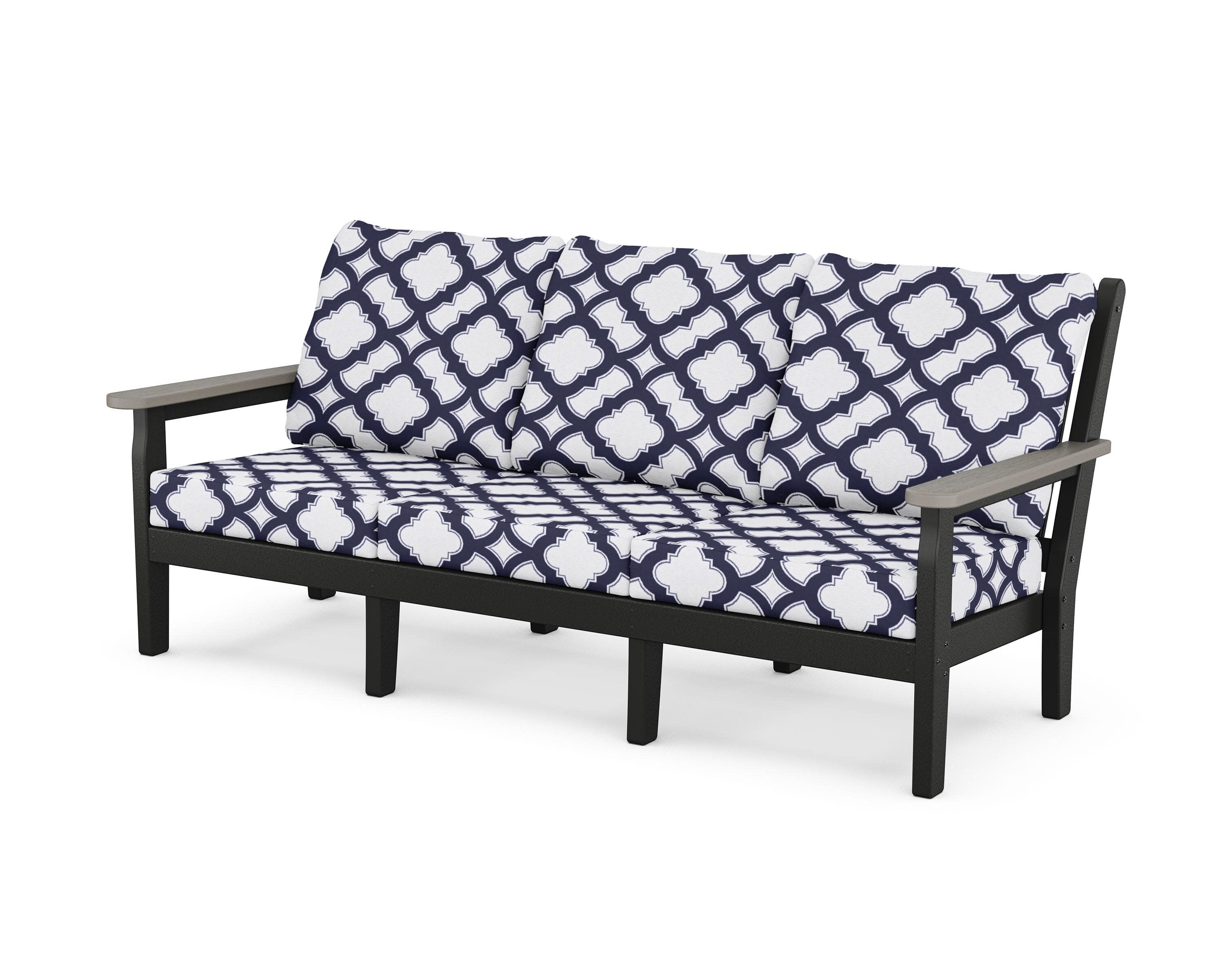 Chippendale Deep Seating Sofa in Black / Driftwood / Trellis Navy