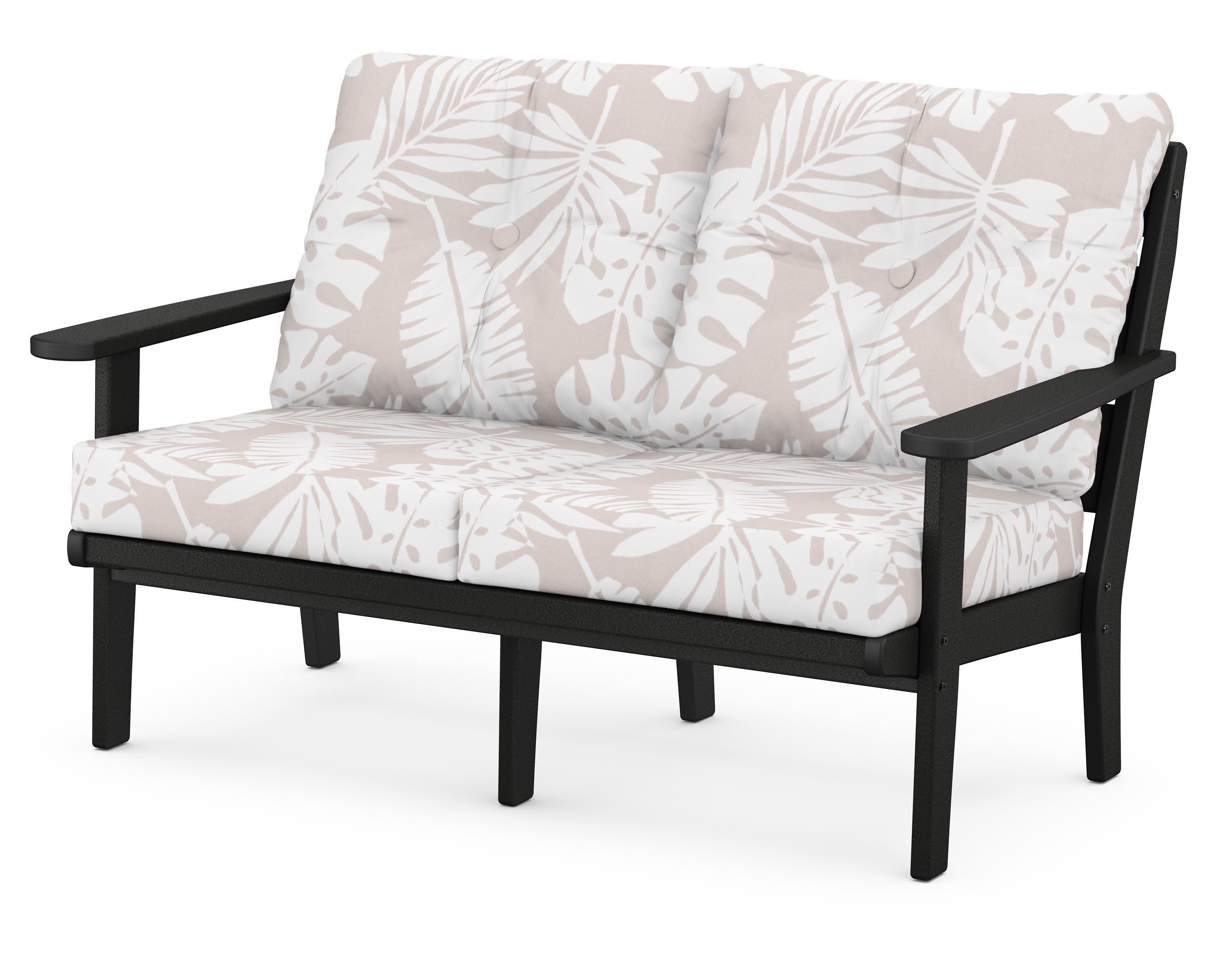 Lakeside Deep Seating Loveseat in Black / Leaf Dune Burlap