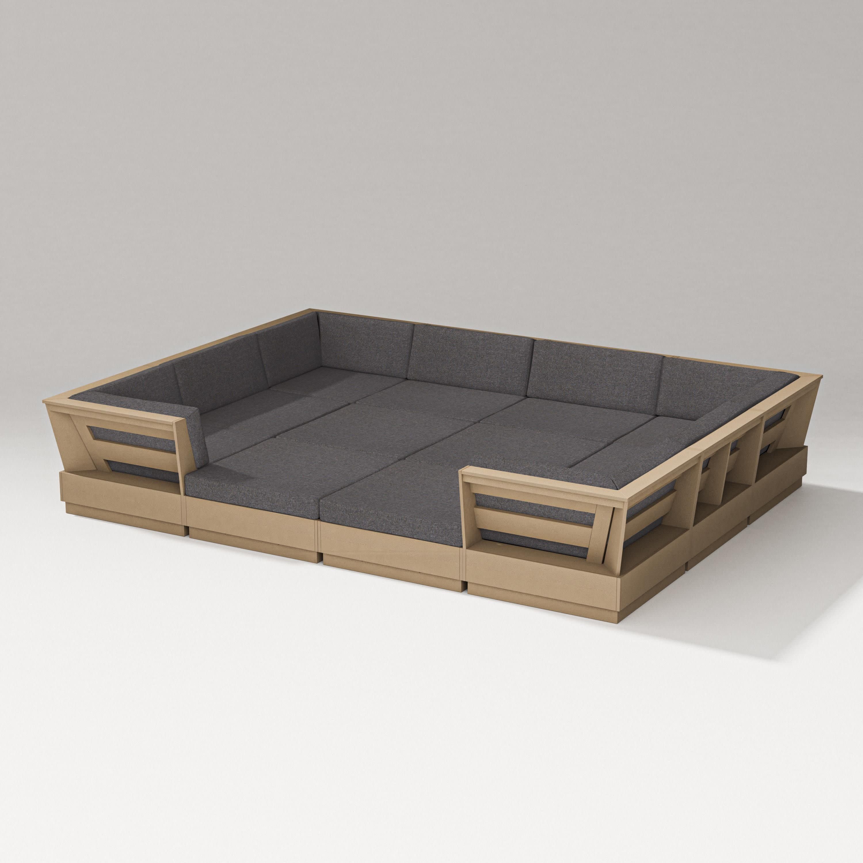 Elevate 12-Piece Pit Sectional in Vintage Sahara / Ash Charcoal