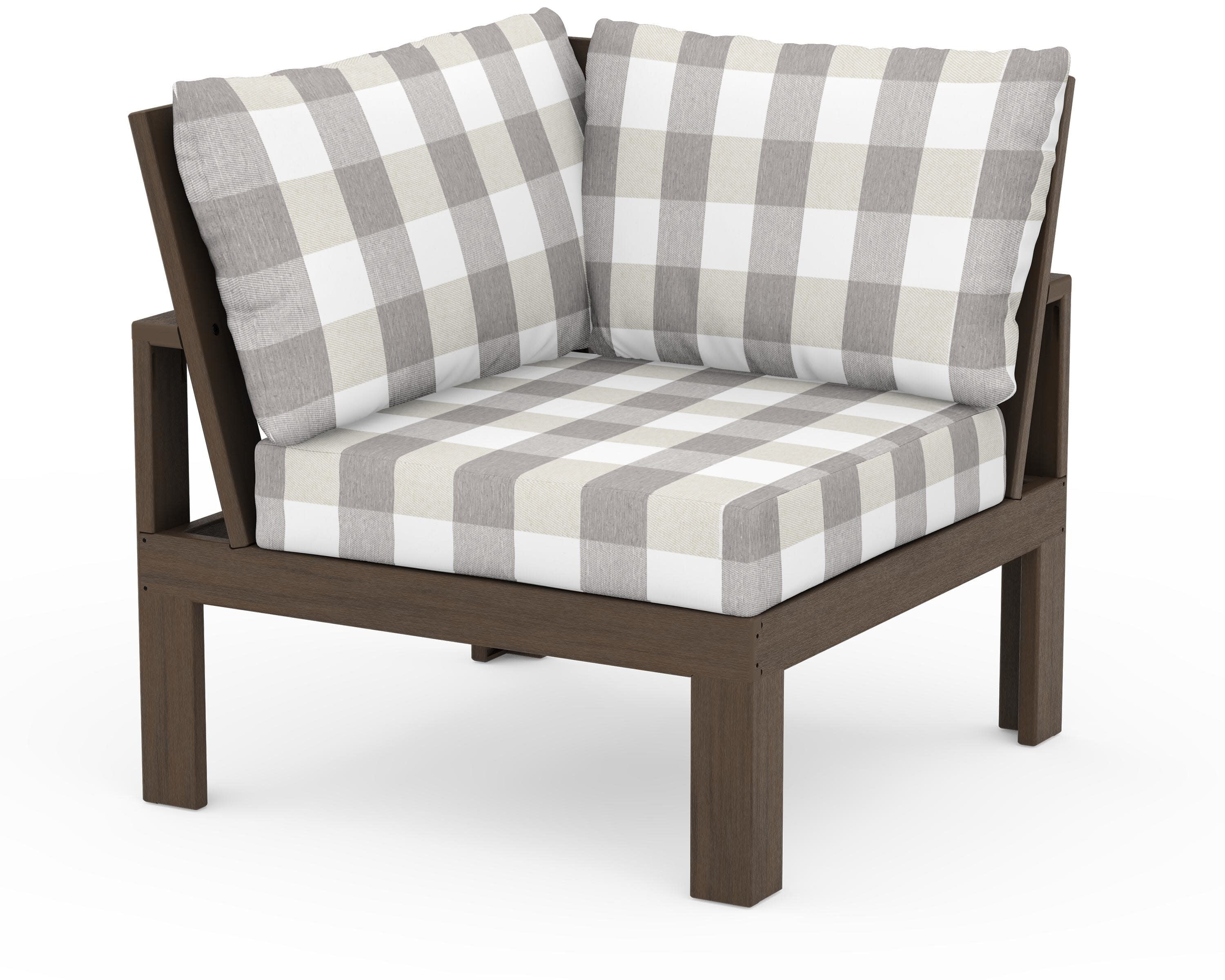 Modular Corner Chair in Kona / Buffalo Plaid Grey Mist