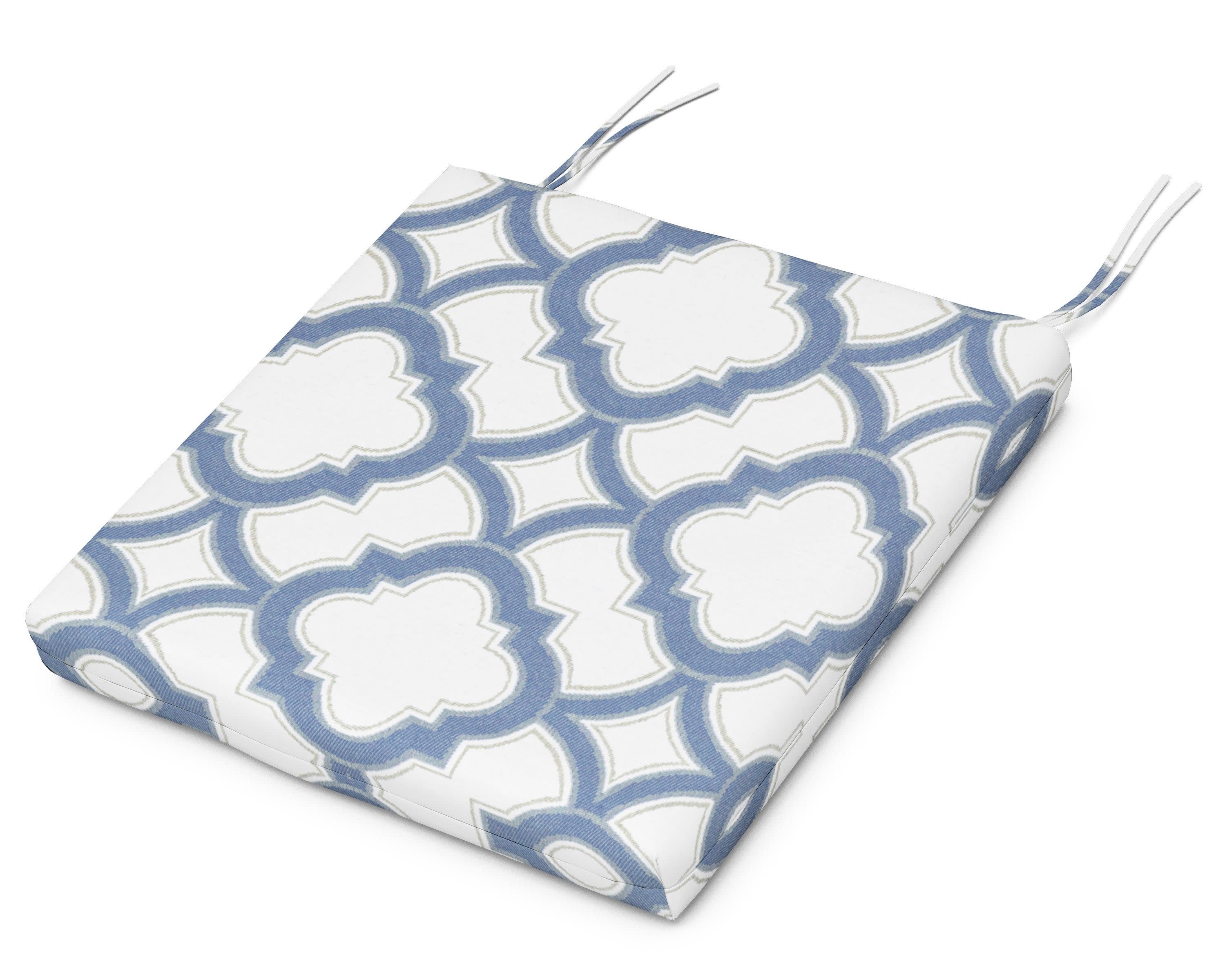 Seat Cushion - 18"D x 17.25"W x 2.5"H in Trellis Sky Blue