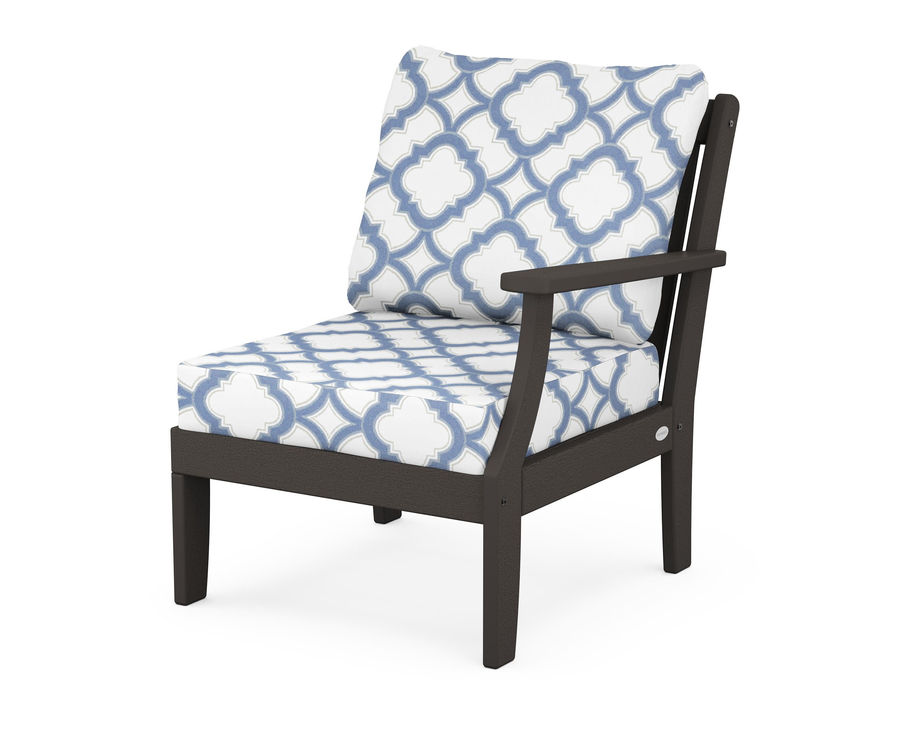 Braxton Modular Right Arm Chair in Vintage Coffee / Trellis Sky Blue