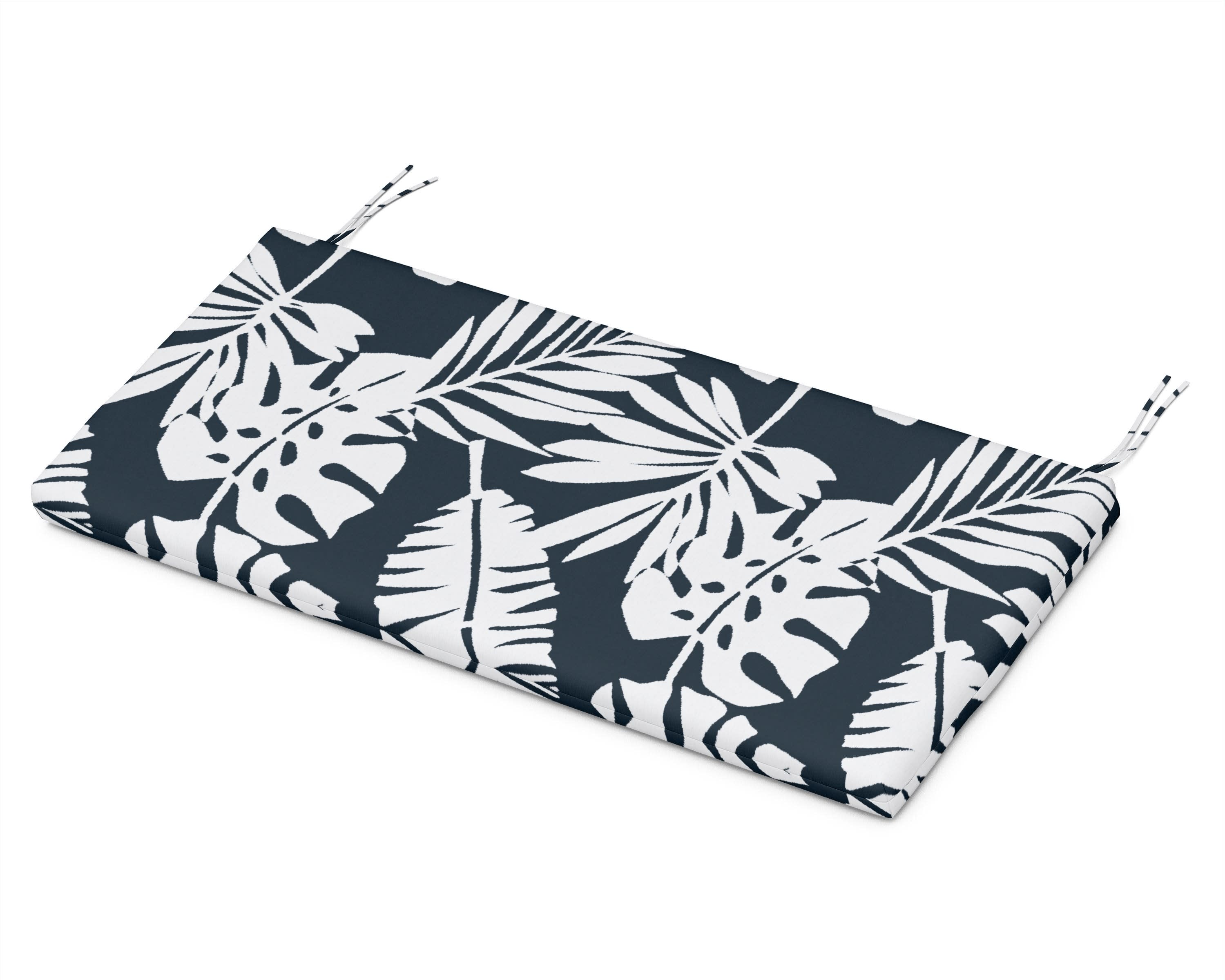 Bench Seat Cushion - 17.75"D x 41"W x 2.5"H in Leaf Marine Indigo