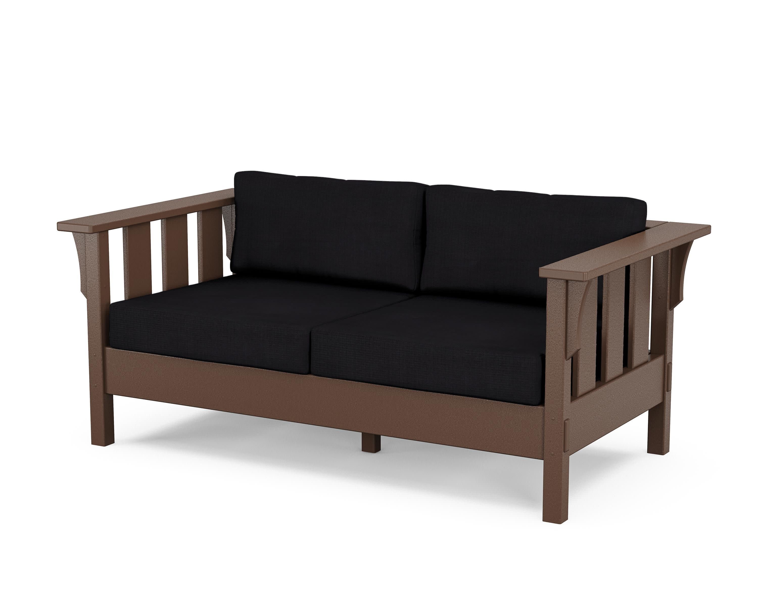 Acadia Deep Seating Loveseat in Mahogany / Midnight Linen