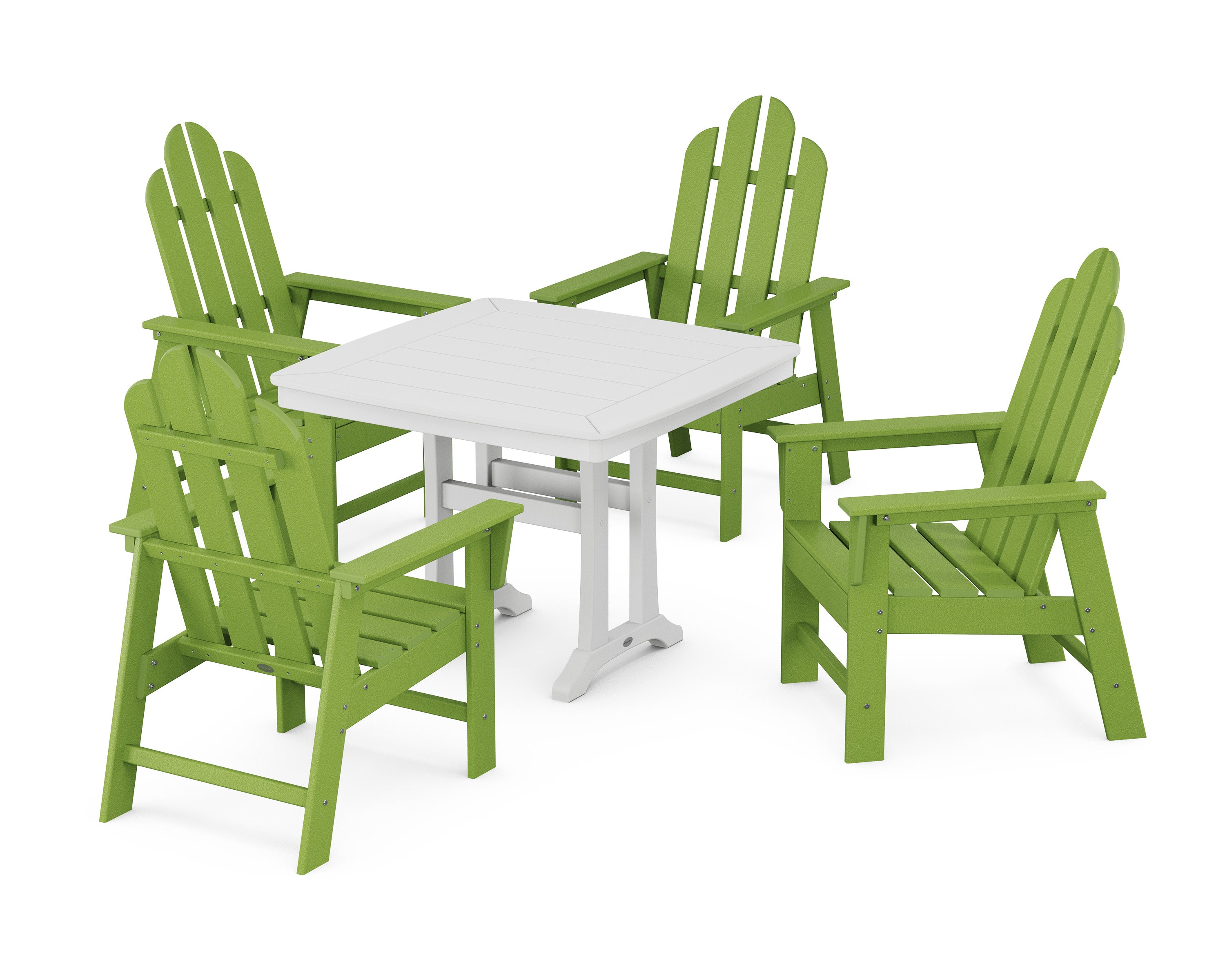 Long Island 5-Piece Dining Set with Trestle Legs in Lime / White