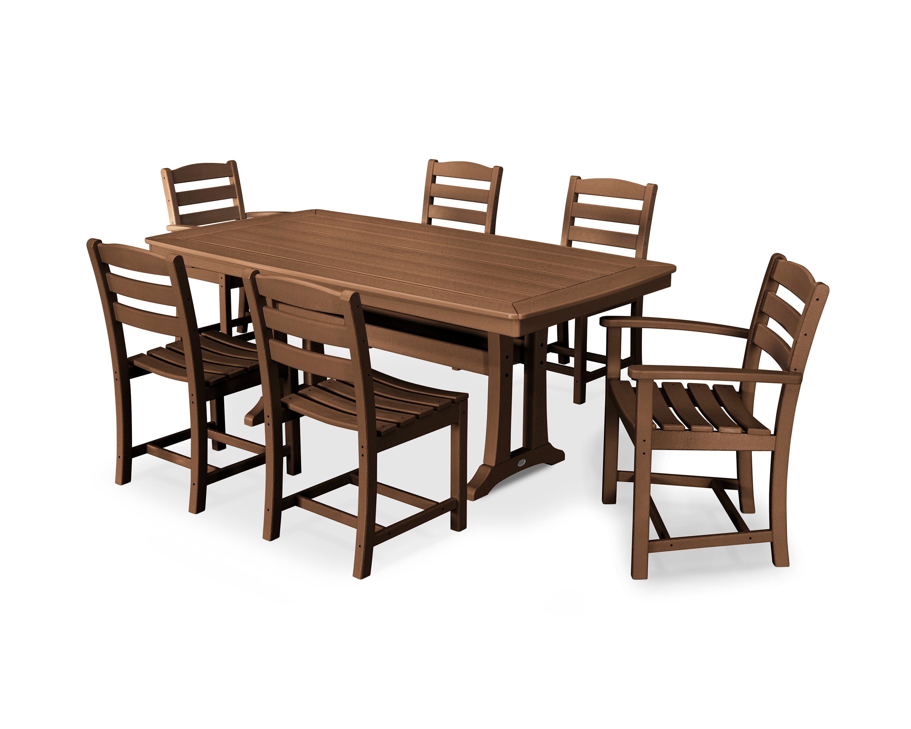 La Casa Caf 7-Piece Dining Set with Trestle Legs in Teak