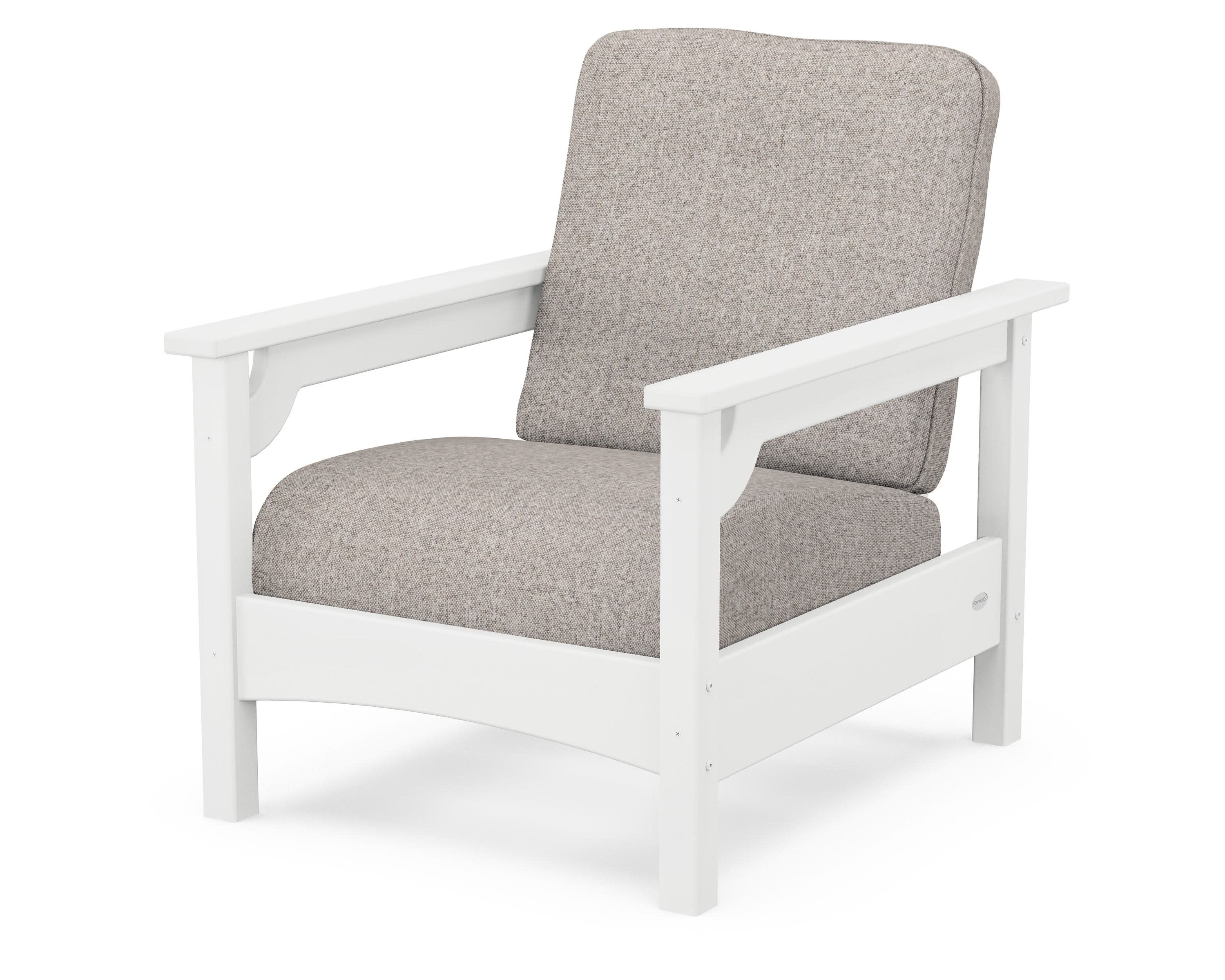 Club Chair in White / Weathered Tweed