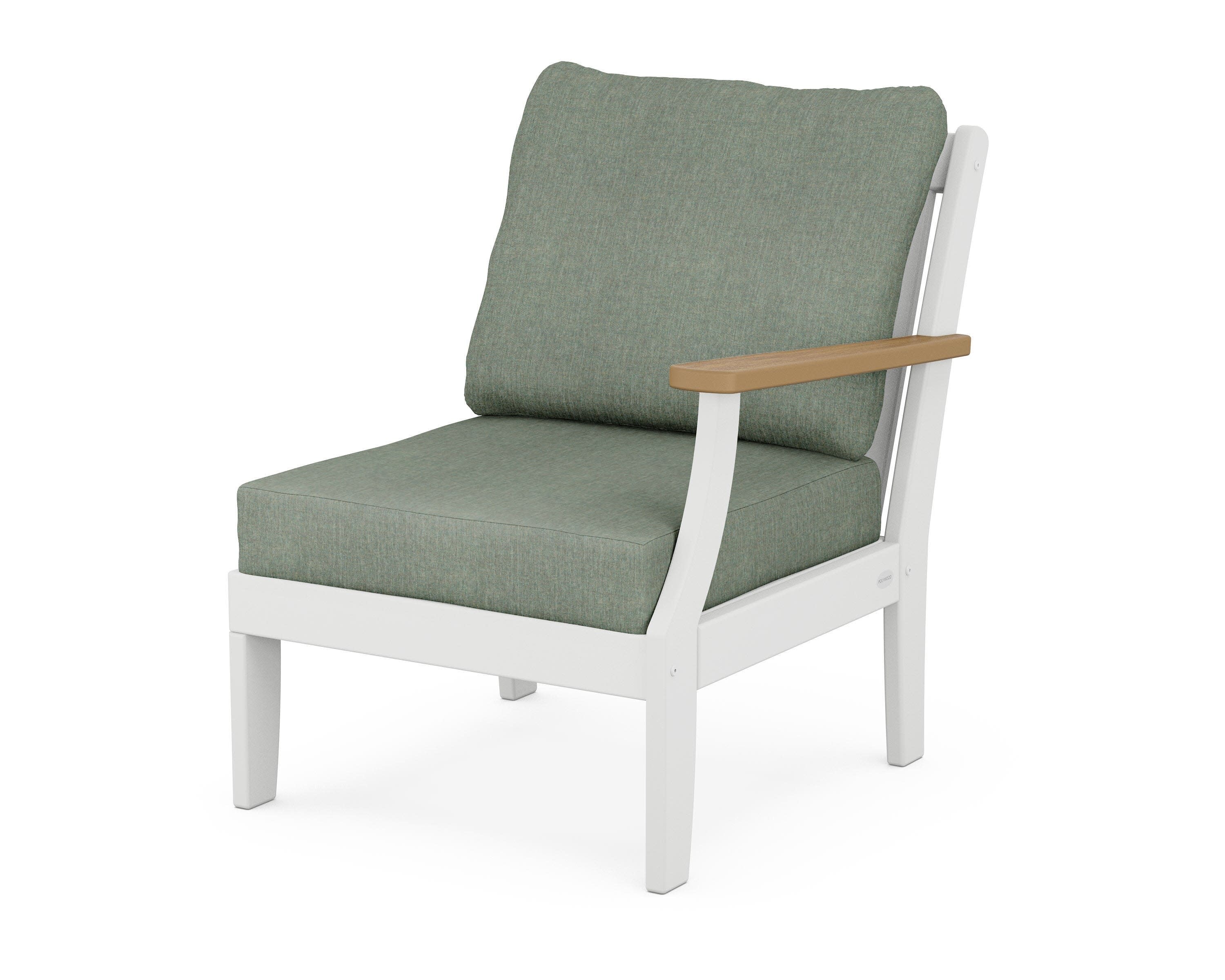 Braxton Modular Right Arm Chair in White / Natural / Cast Sage