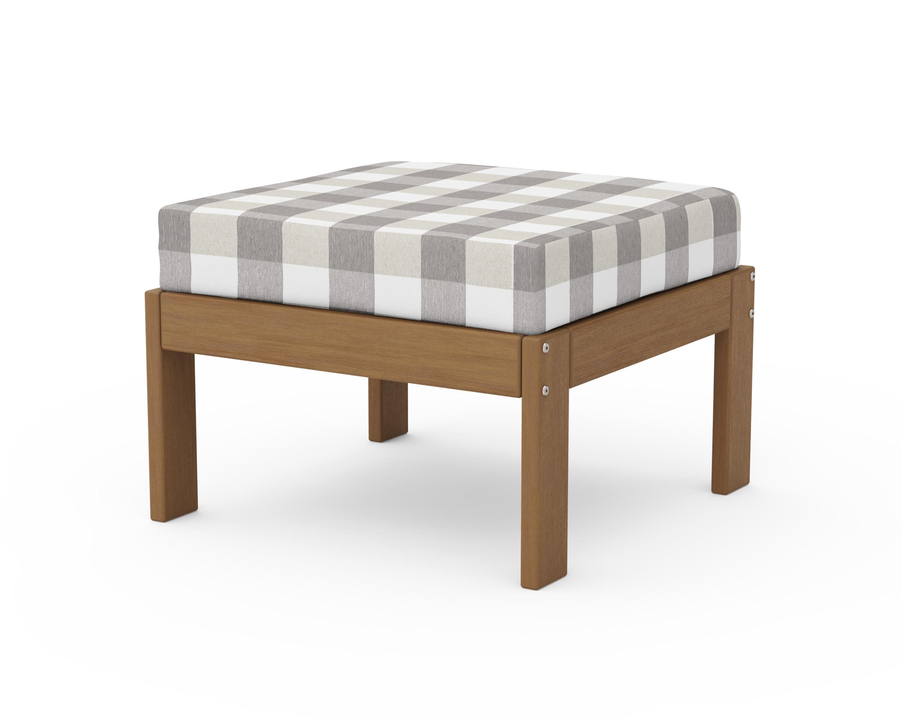 Vineyard Modular Ottoman in Natural / Buffalo Plaid Grey Mist