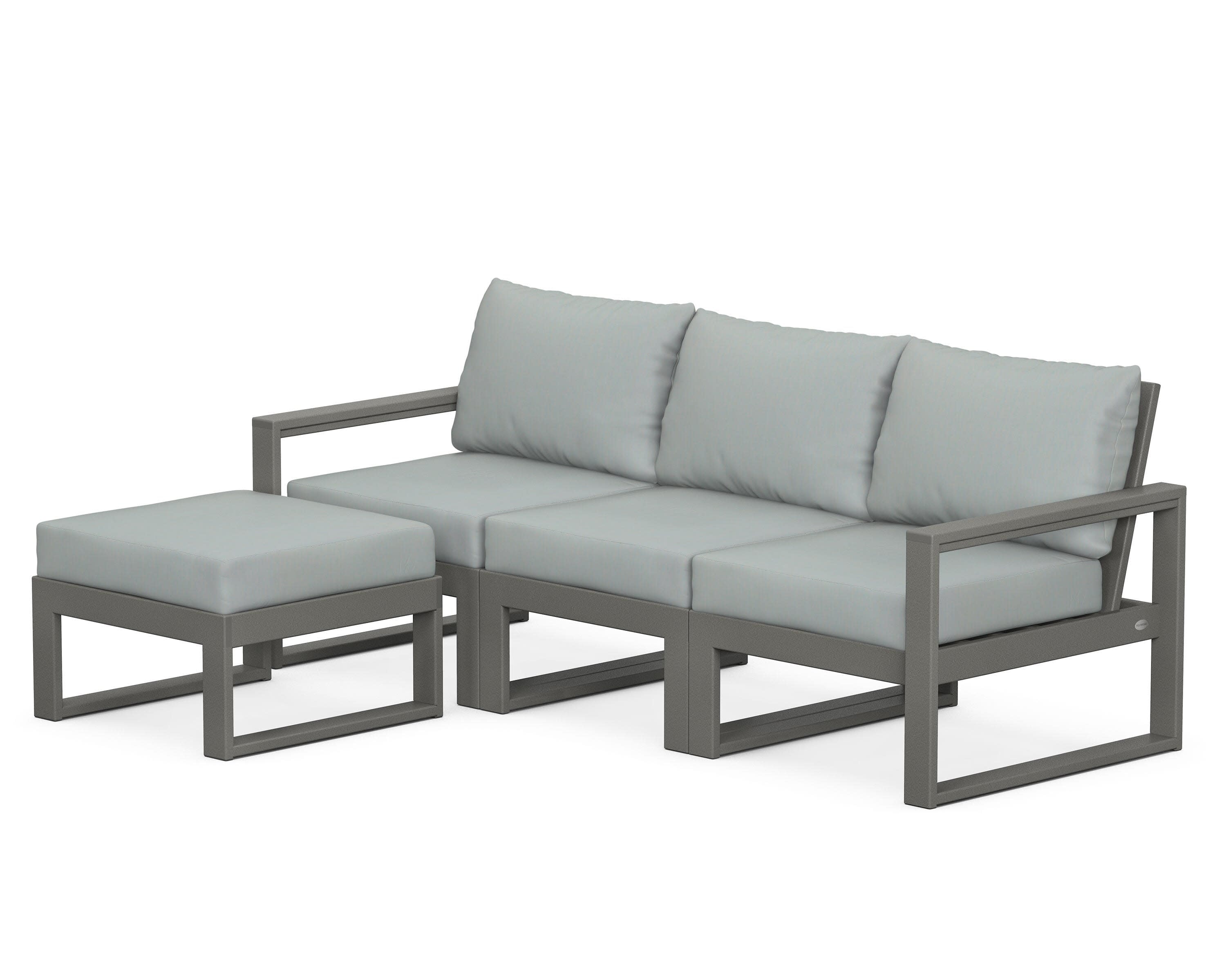 EDGE 4-Piece Modular Deep Seating Set with Ottoman in Slate Grey / Spa