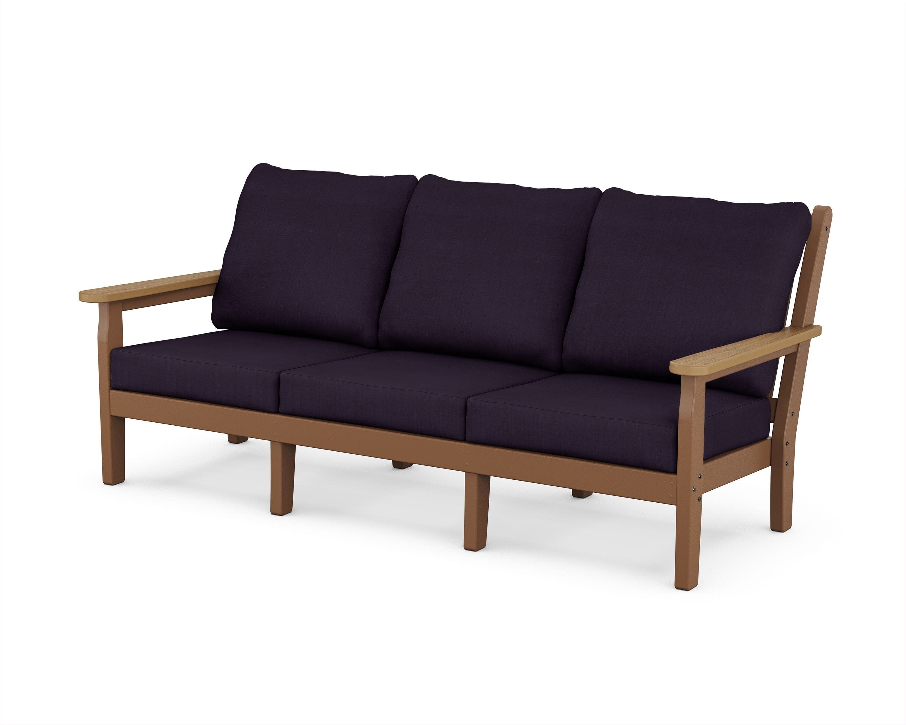Chippendale Deep Seating Sofa in Teak / Natural / Navy Linen