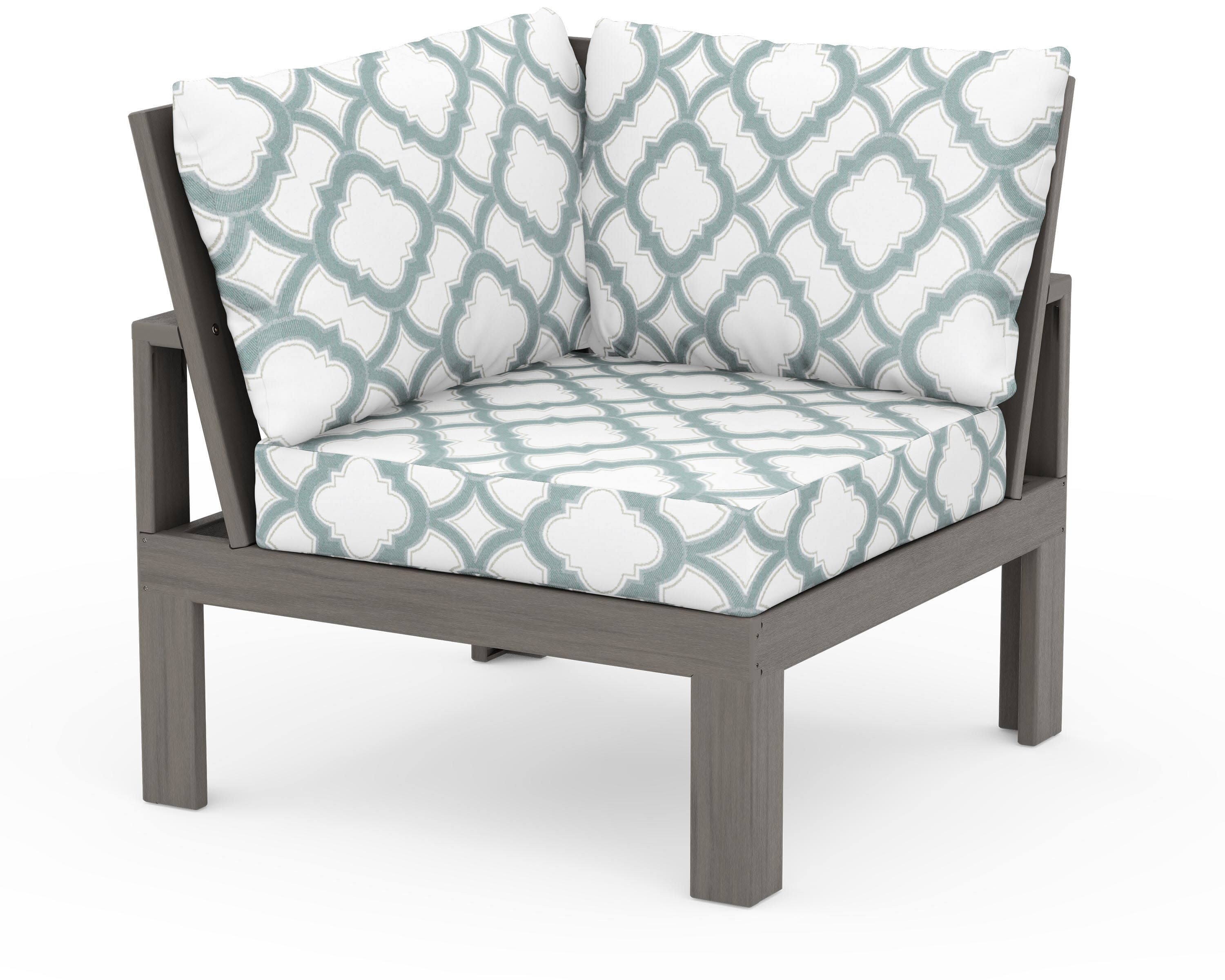 Modular Corner Chair in Driftwood / Trellis Glacier Spa