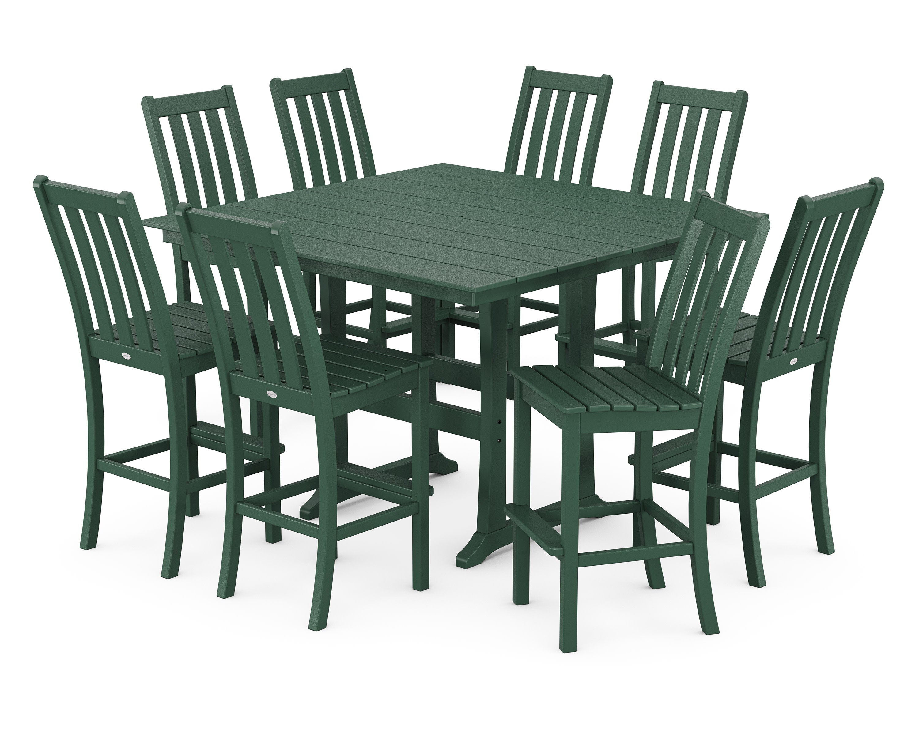 Vineyard 9-Piece Farmhouse Trestle Bar Set in Green