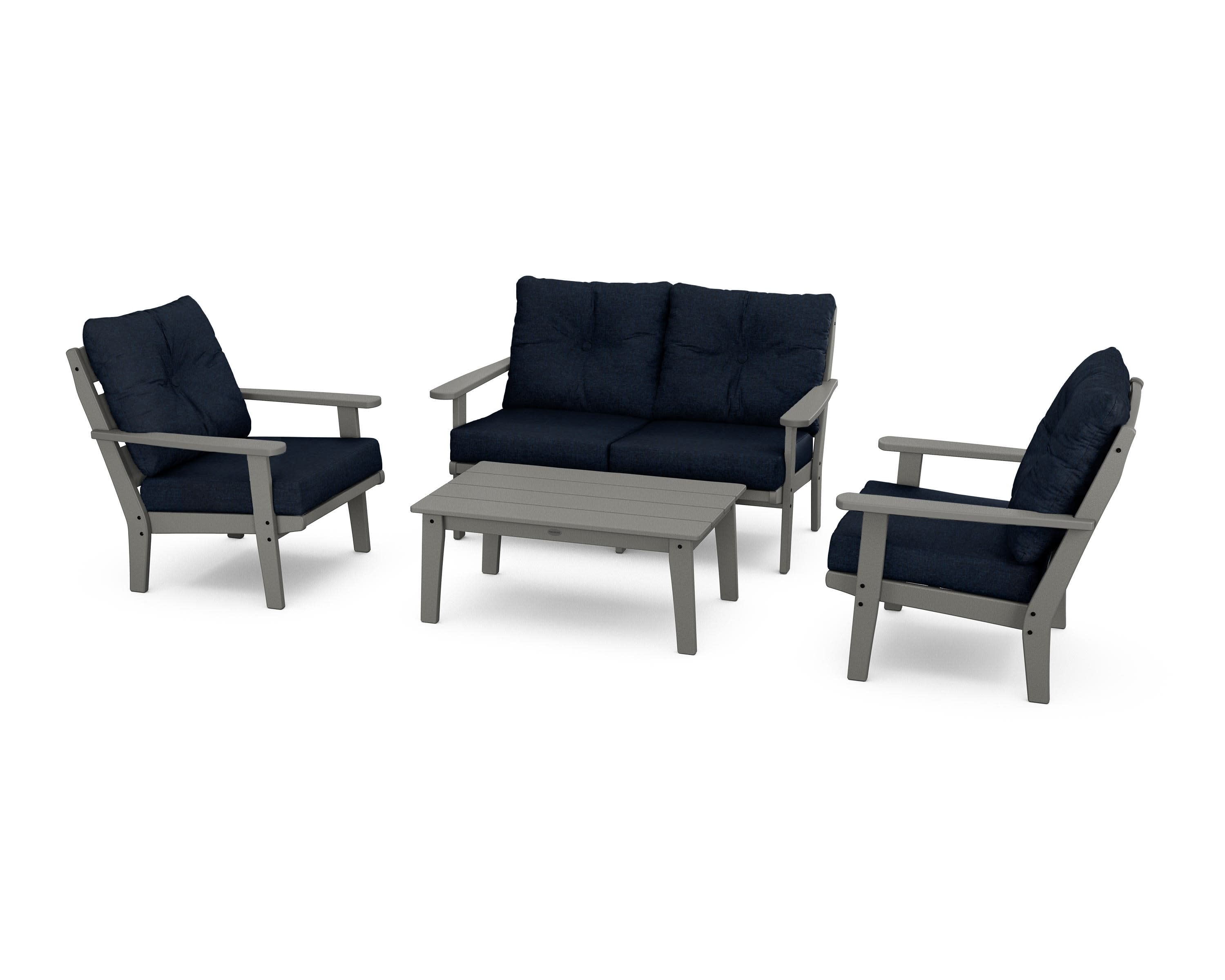 Lakeside 4-Piece Deep Seating Set in Slate Grey / Marine Indigo