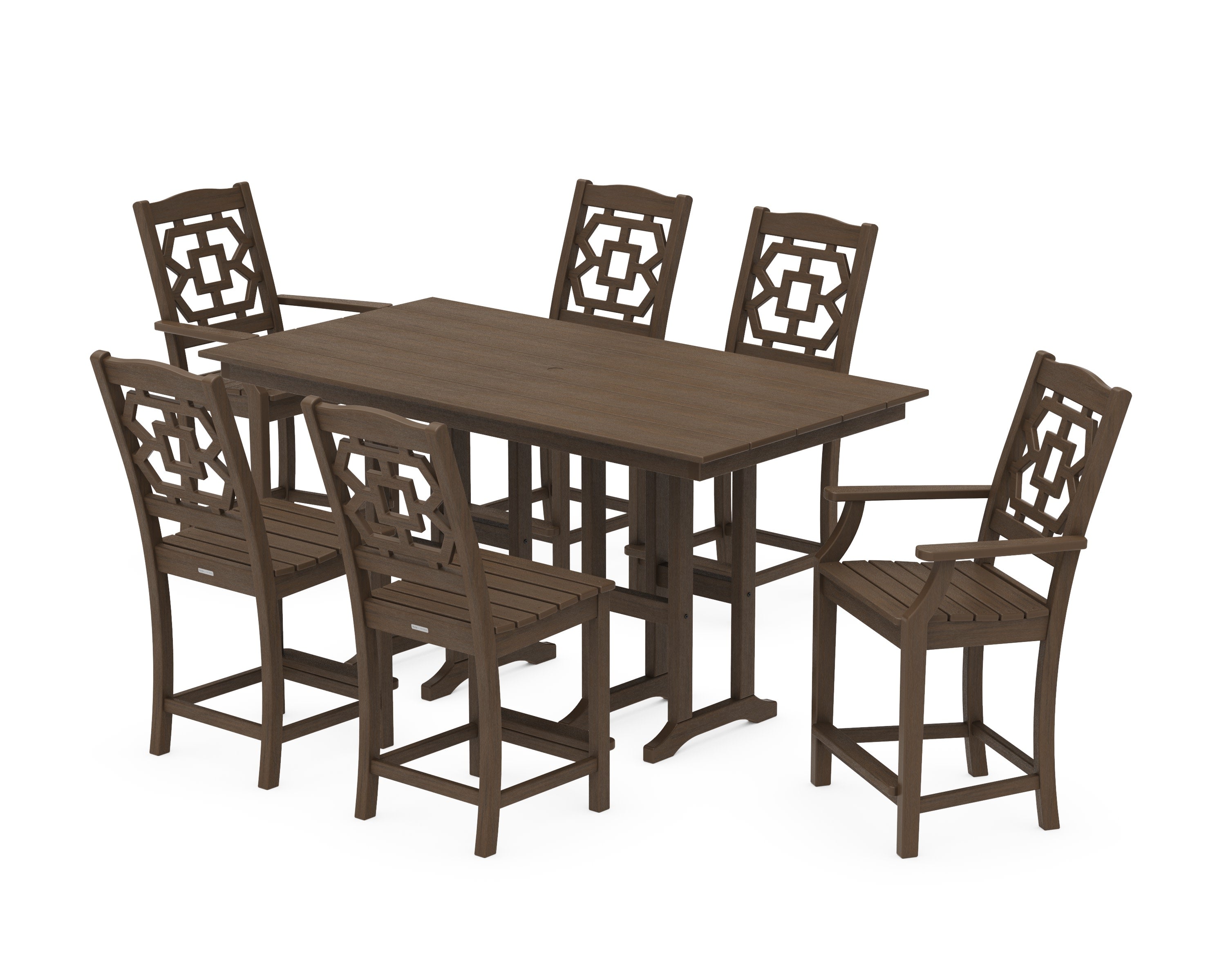 Chinoiserie 7-Piece Farmhouse Counter Set in Kona