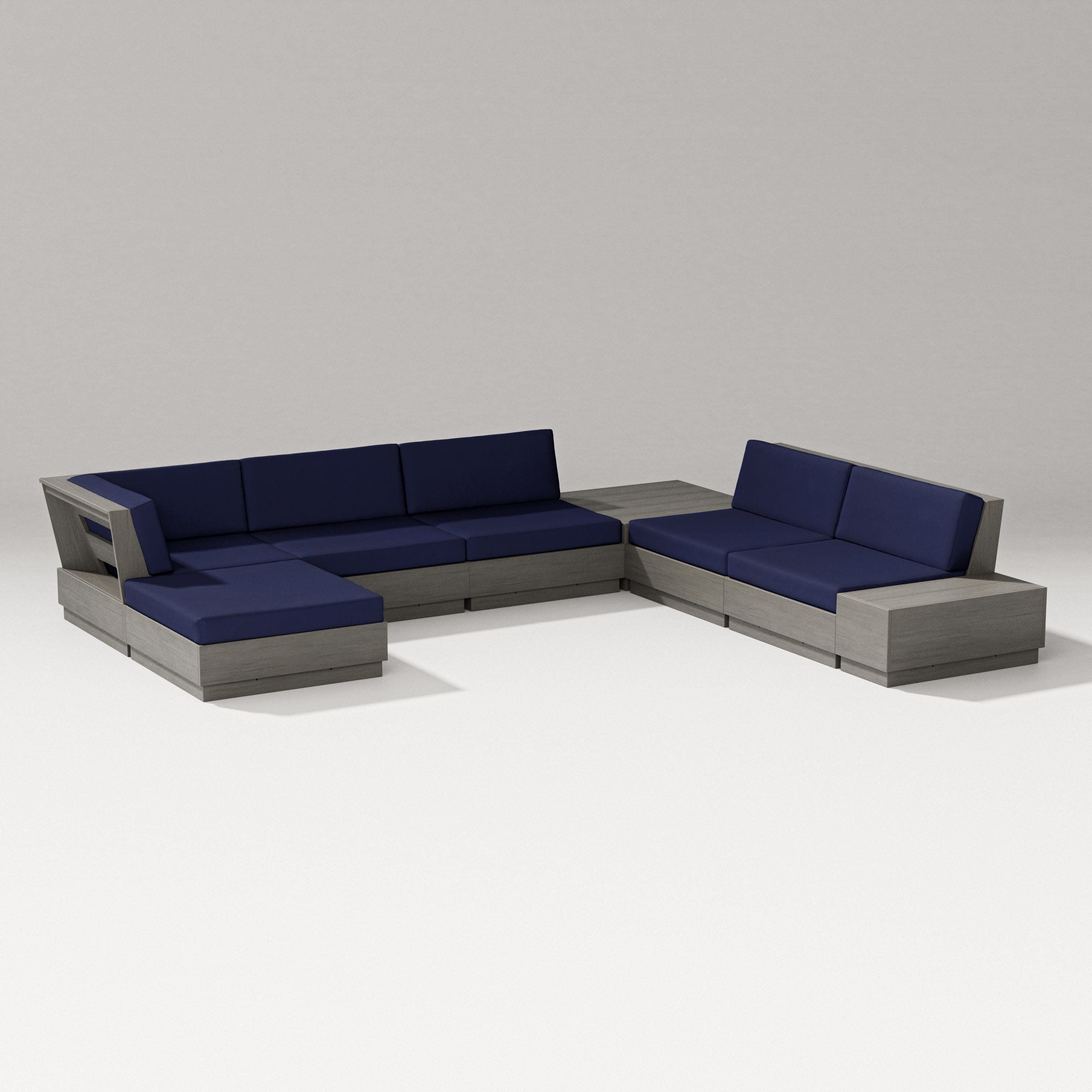 Elevate 8-Piece Corner Sectional in Driftwood / Navy
