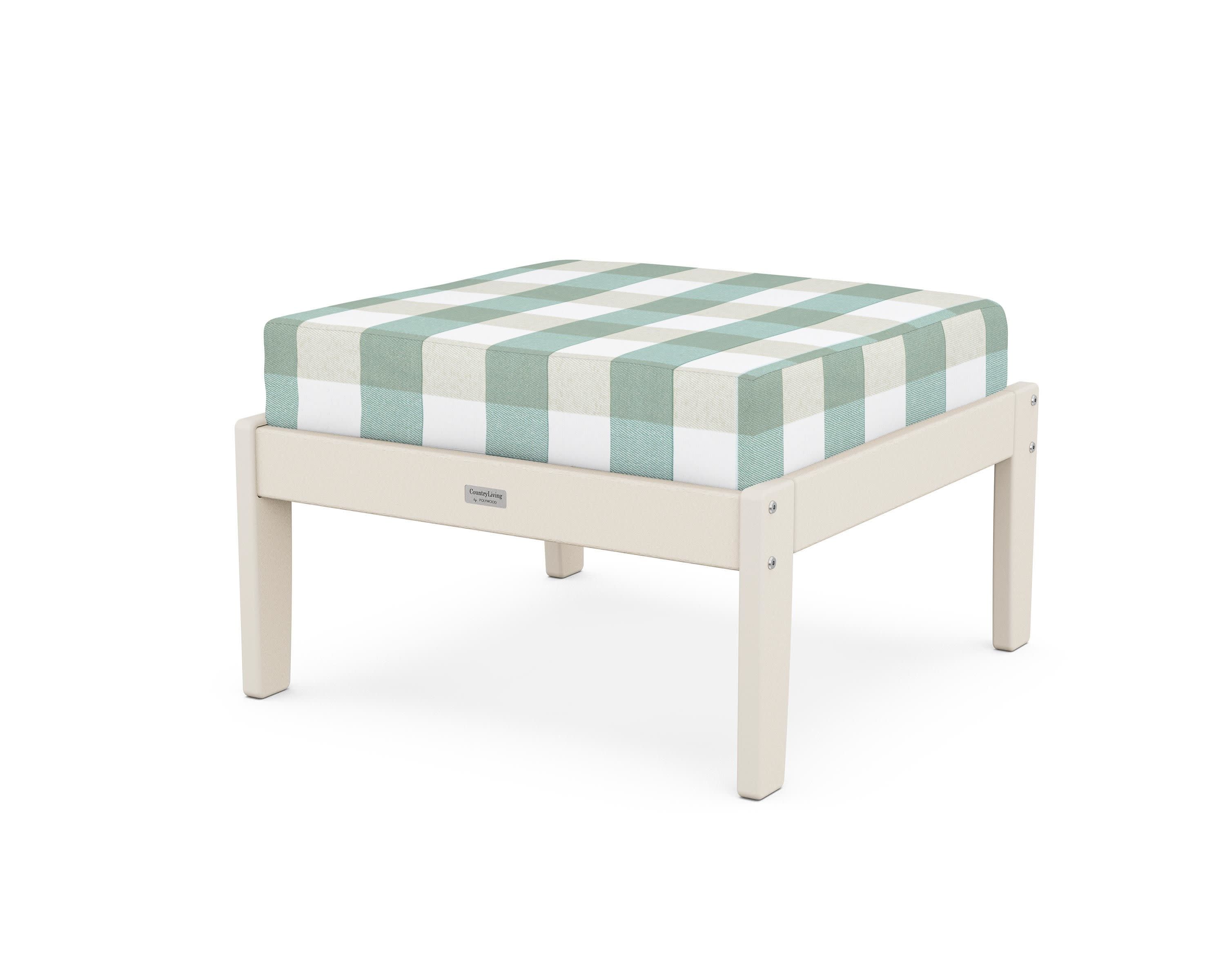 Cottage Deep Seating Ottoman in Sand / Buffalo Plaid Glacier Spa