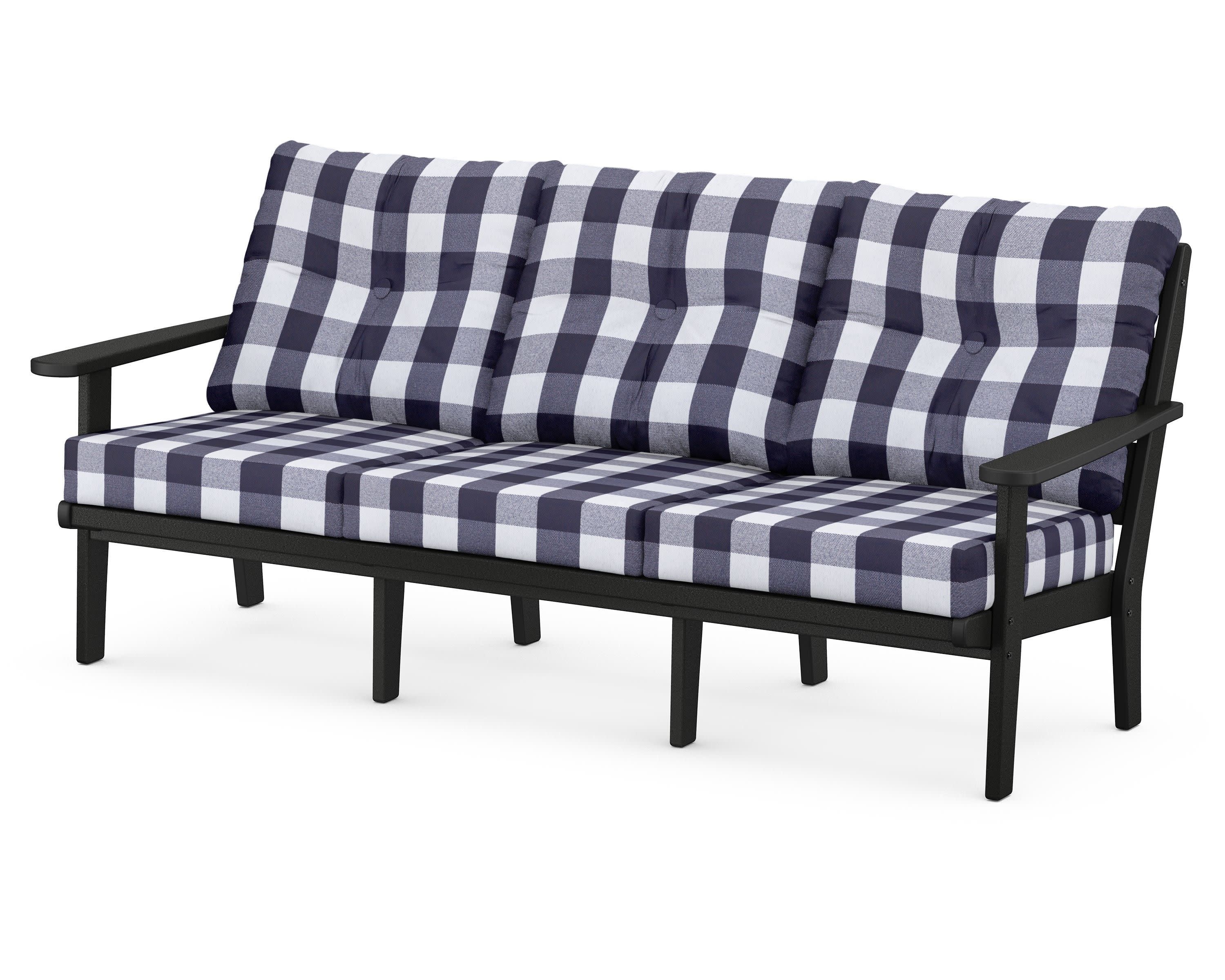 Lakeside Deep Seating Sofa in Black / Buffalo Plaid Navy