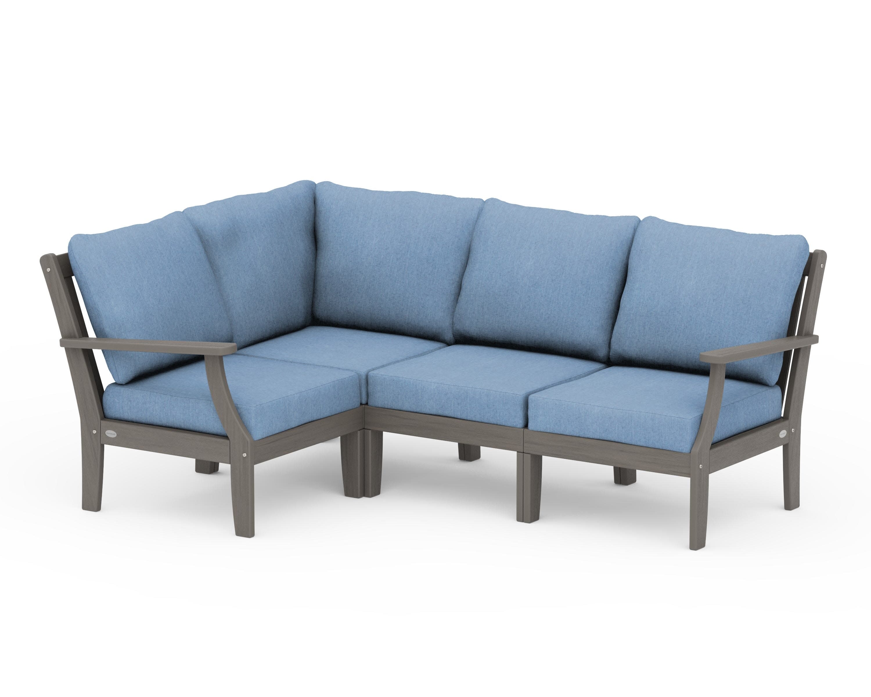 Braxton Modular 4-Piece Deep Seating Set in Driftwood / Sky Blue