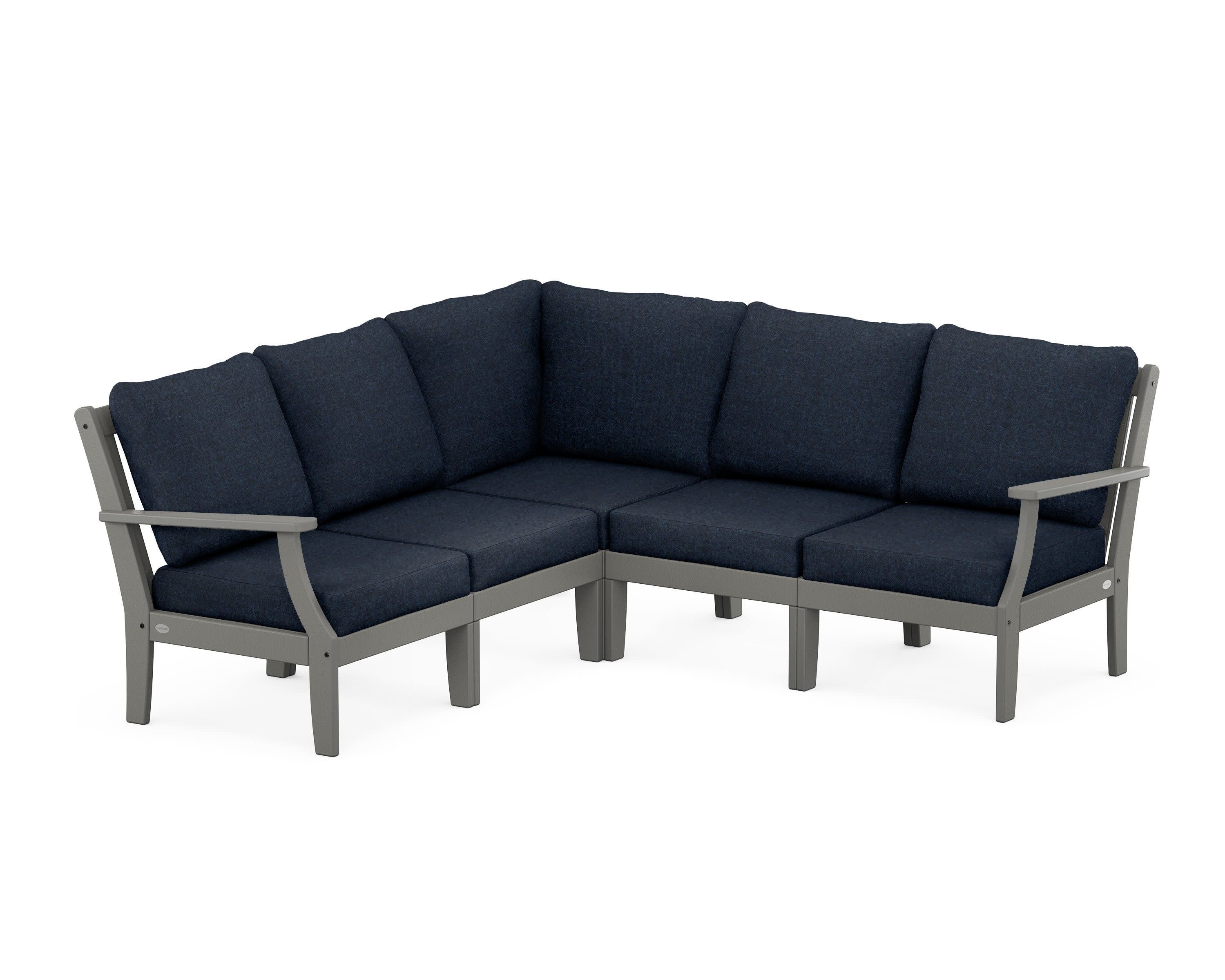 Braxton Modular 5-Piece Deep Seating Set in Slate Grey / Marine Indigo