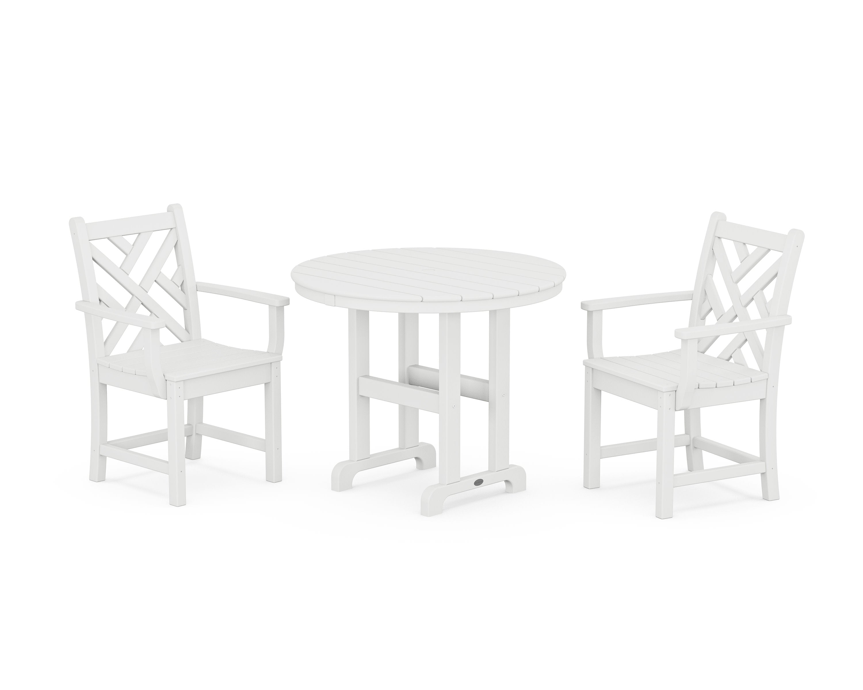 Chippendale 3-Piece Round Dining Set in White