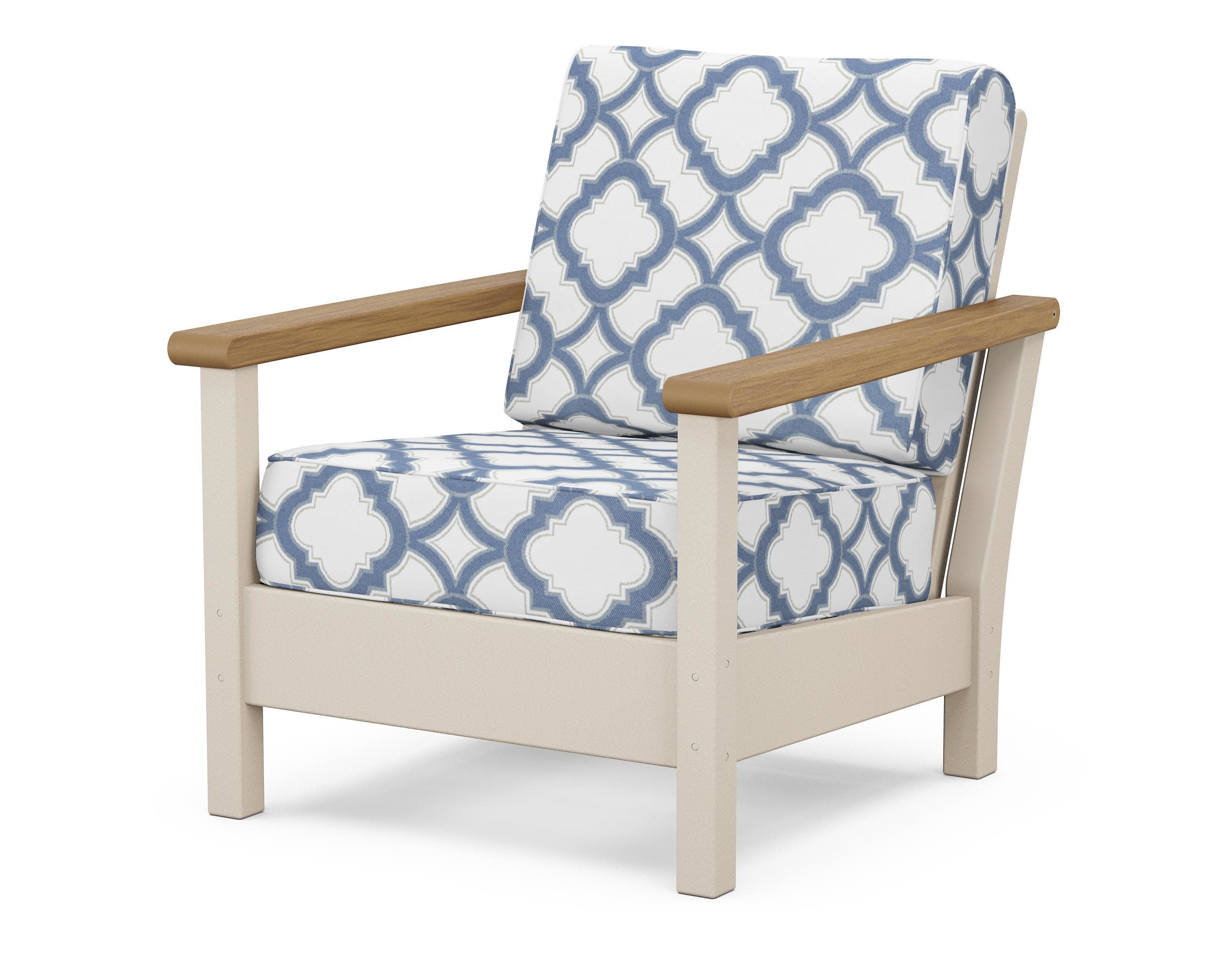 Harbour Deep Seating Chair in Sand / Natural / Trellis Sky Blue