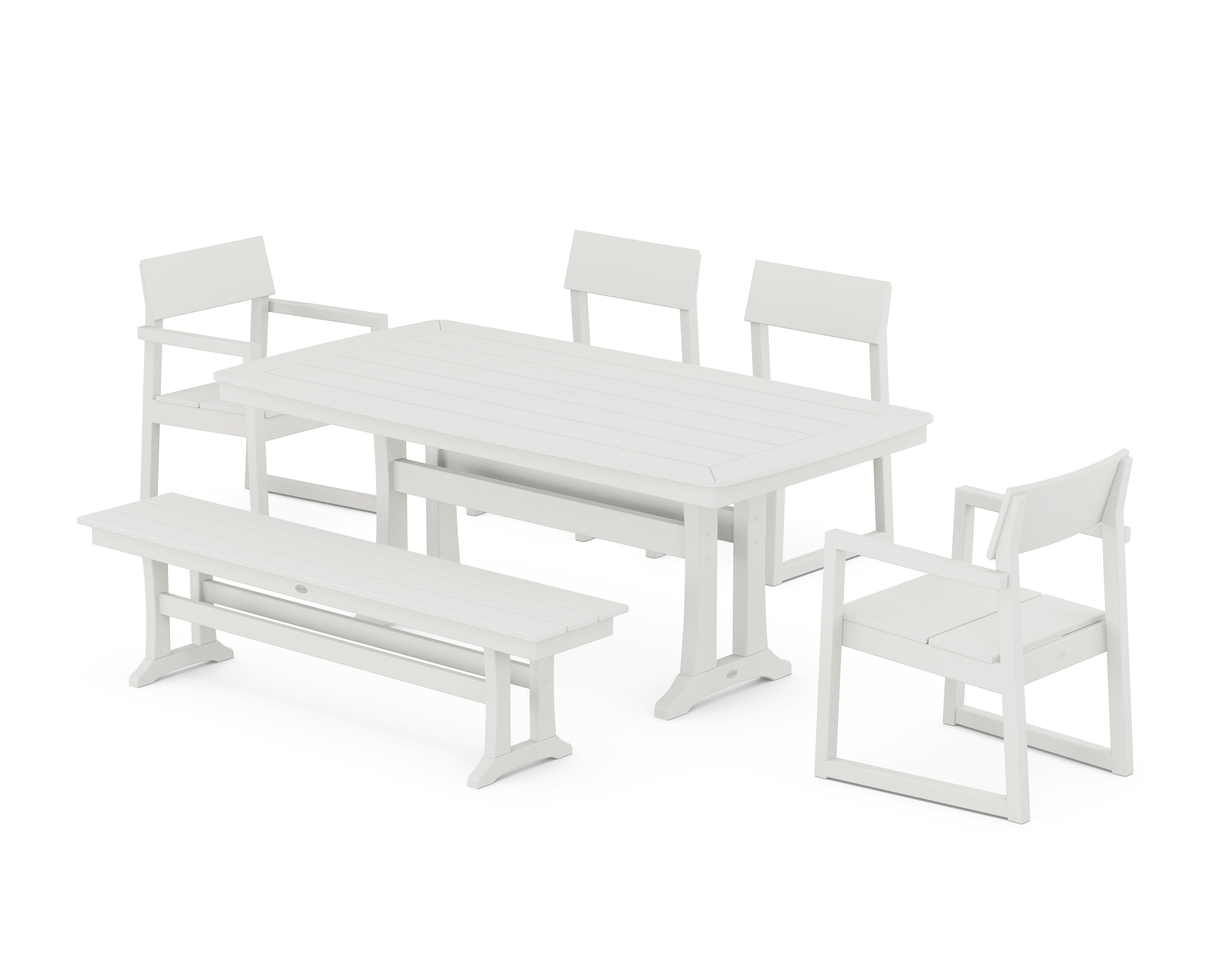EDGE 6-Piece Dining Set with Trestle Legs in Vintage White