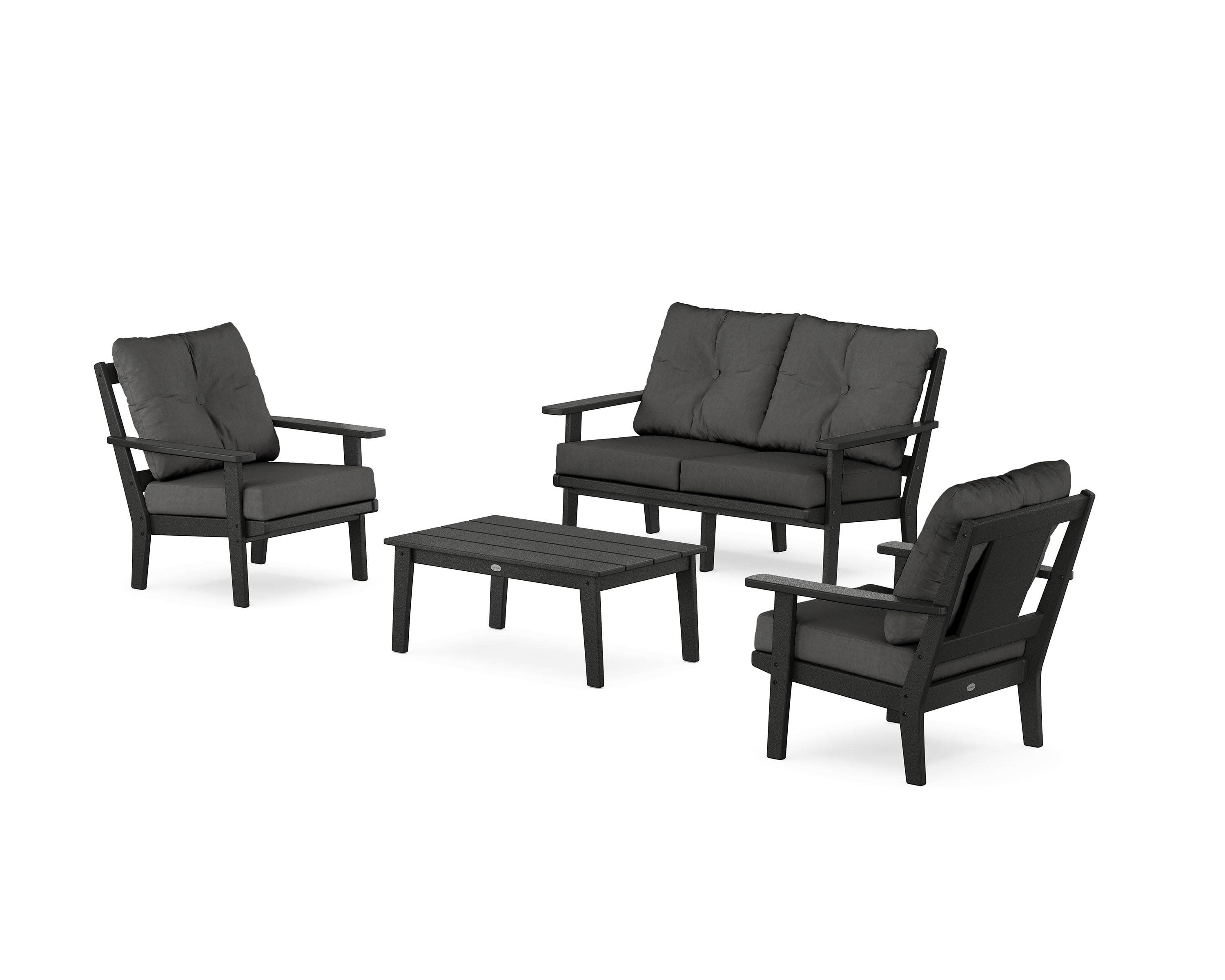 Prairie 4-Piece Deep Seating Set with Loveseat in Black / Spectrum Carbon