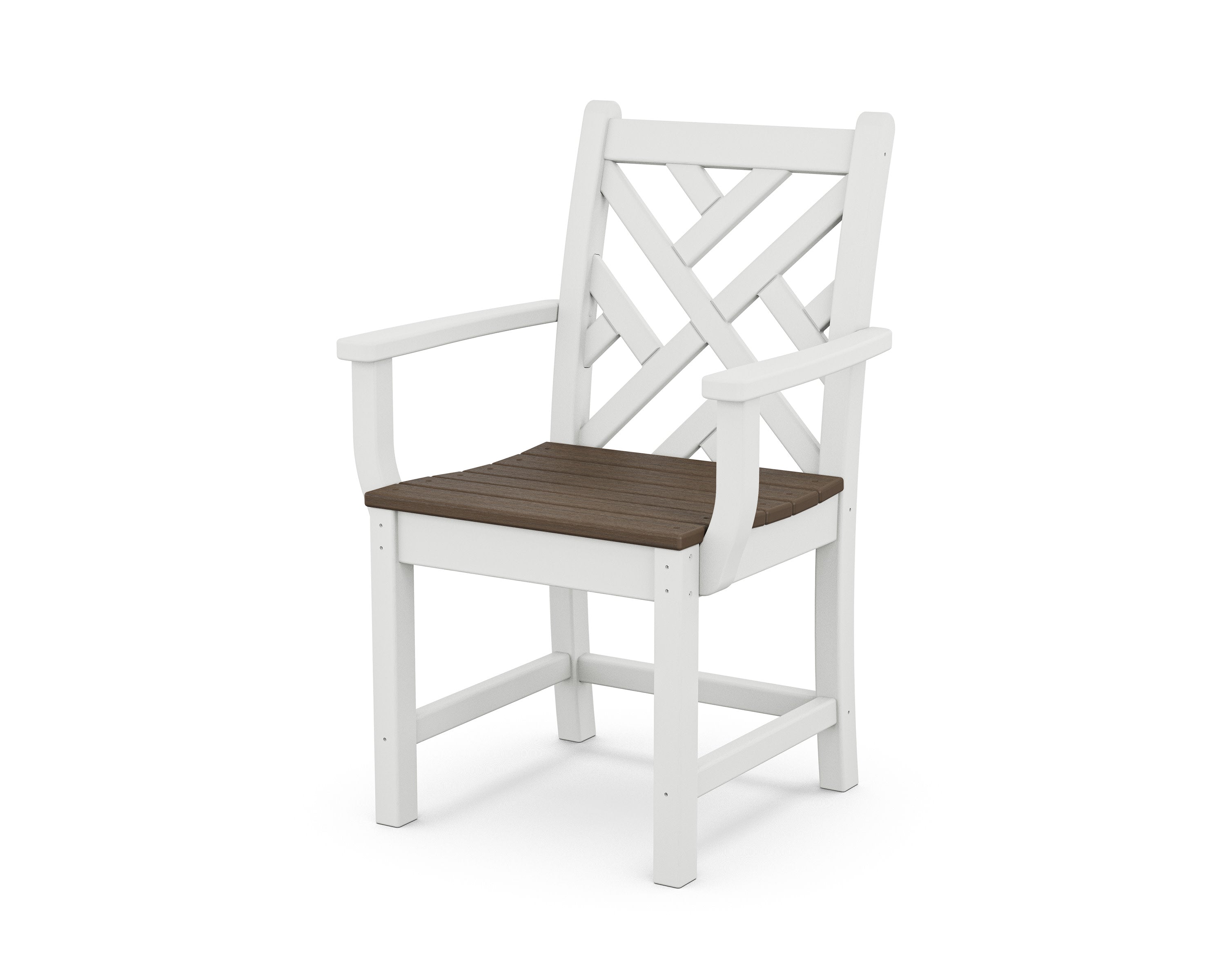 Chippendale Dining Arm Chair in White / Kona