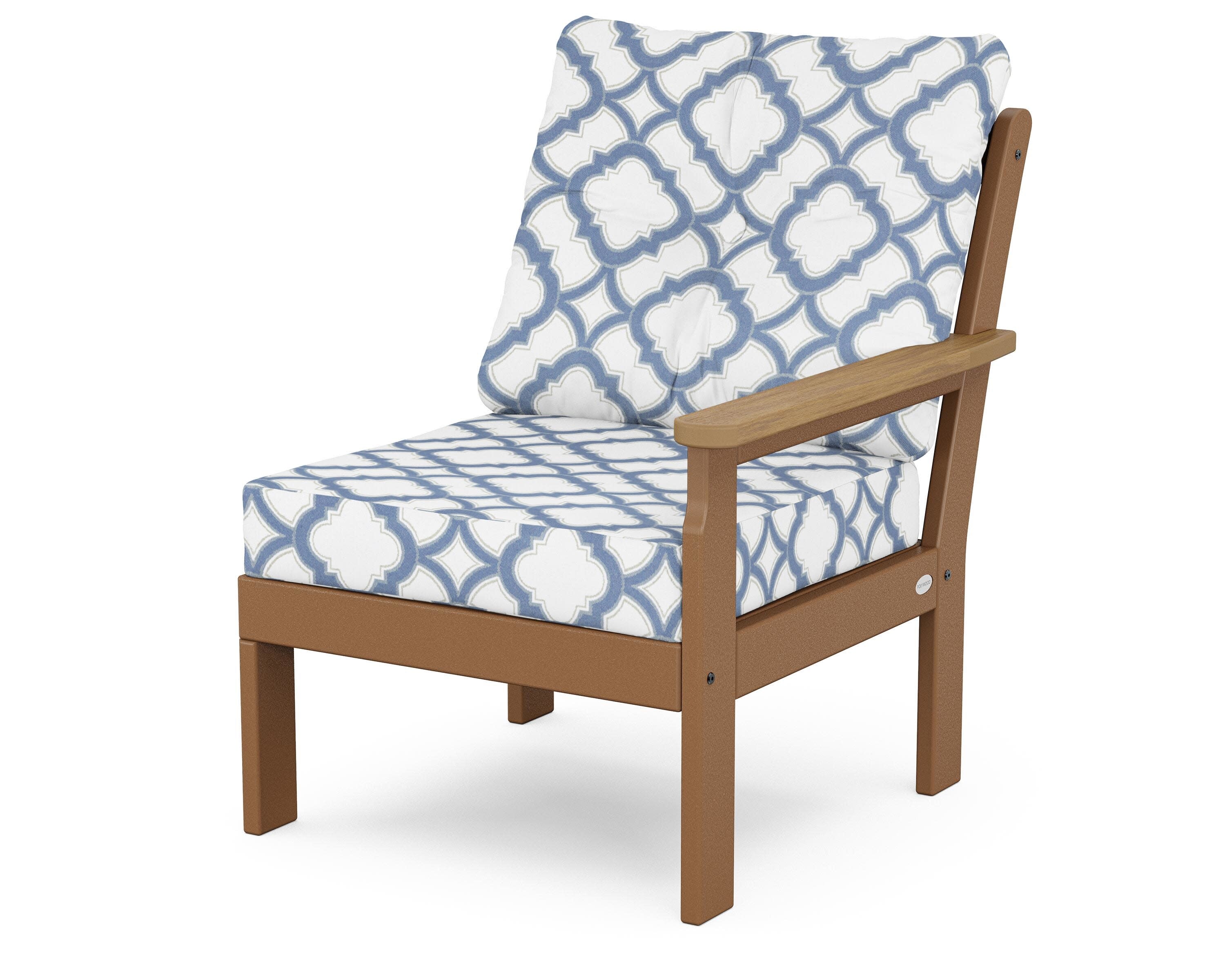 Vineyard Modular Right Arm Chair in Teak / Natural / Trellis Sky Blue