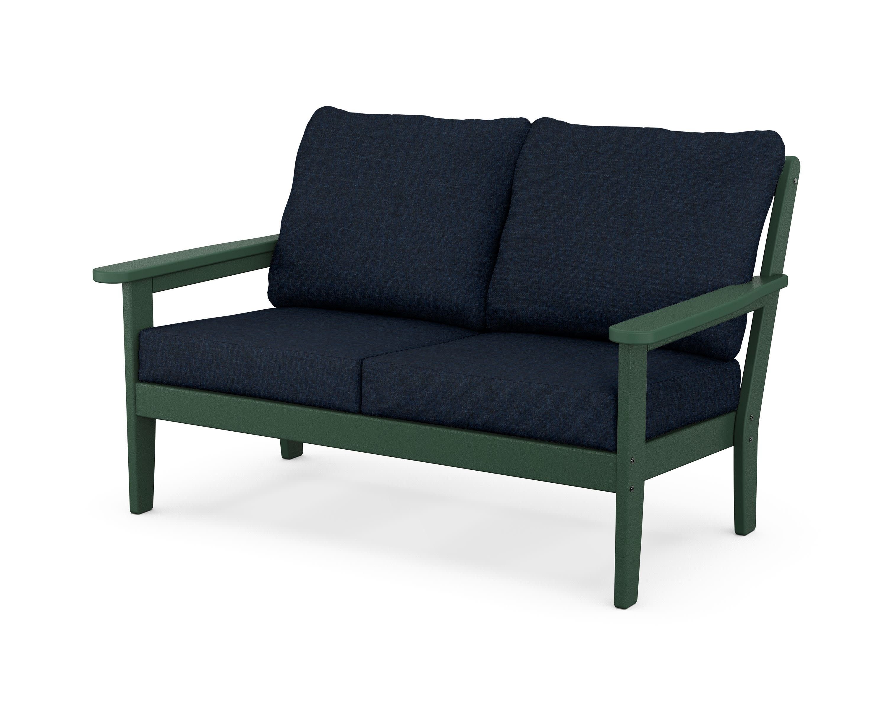 Cottage Deep Seating Loveseat in Green / Marine Indigo