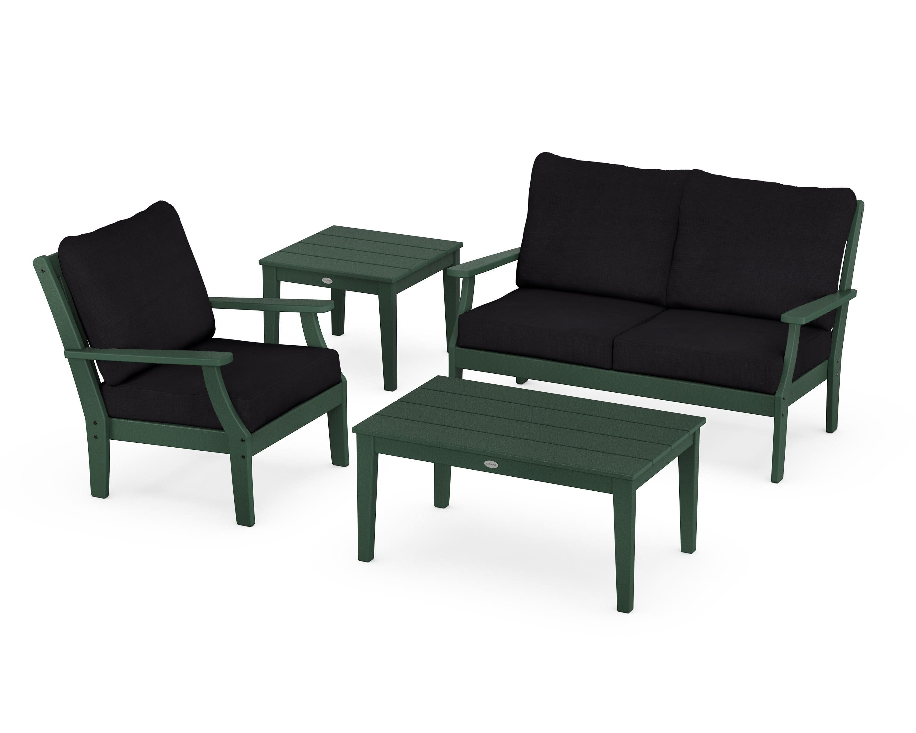Braxton 4-Piece Deep Seating Set in Green / Midnight Linen